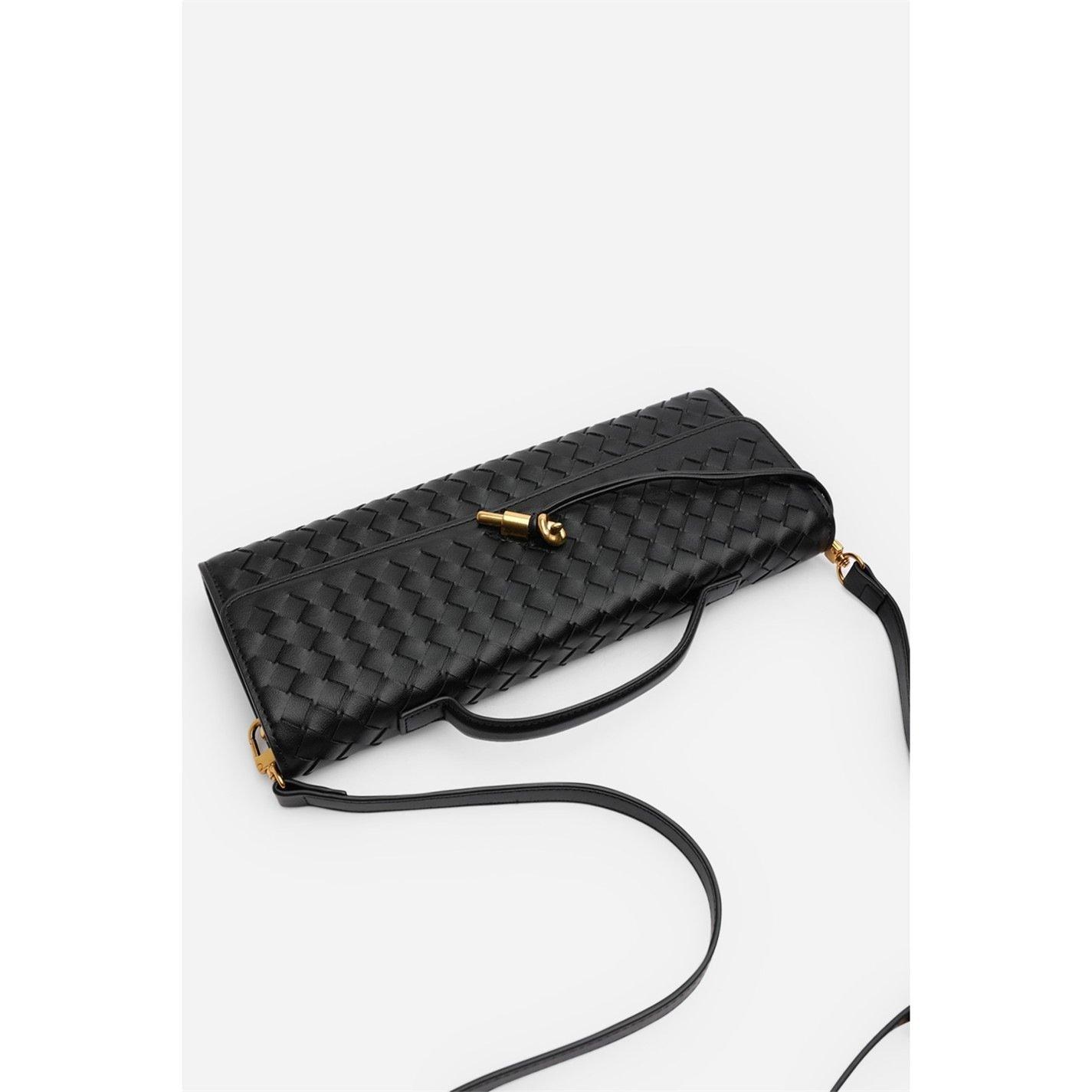 Black - Wheres That From - Envelope Style Woven Clutch Bag - 3