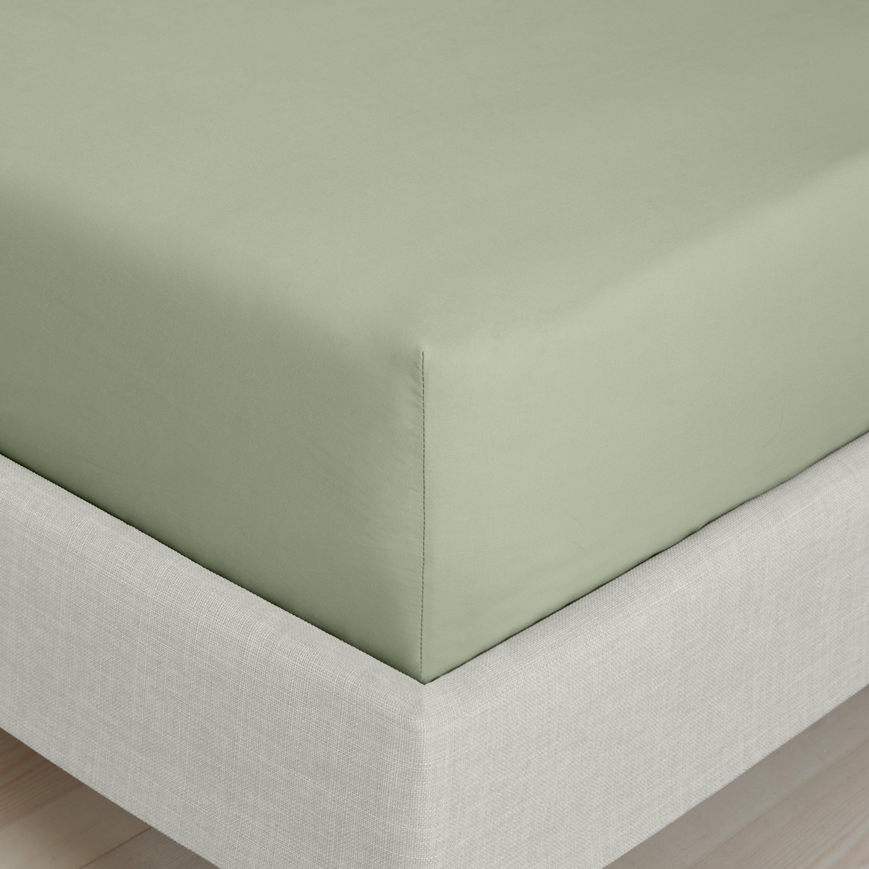 Bianca Green 200 Thread Count Cotton Percale Extra Deep Fitted Sheet - Sage - King - Image 5