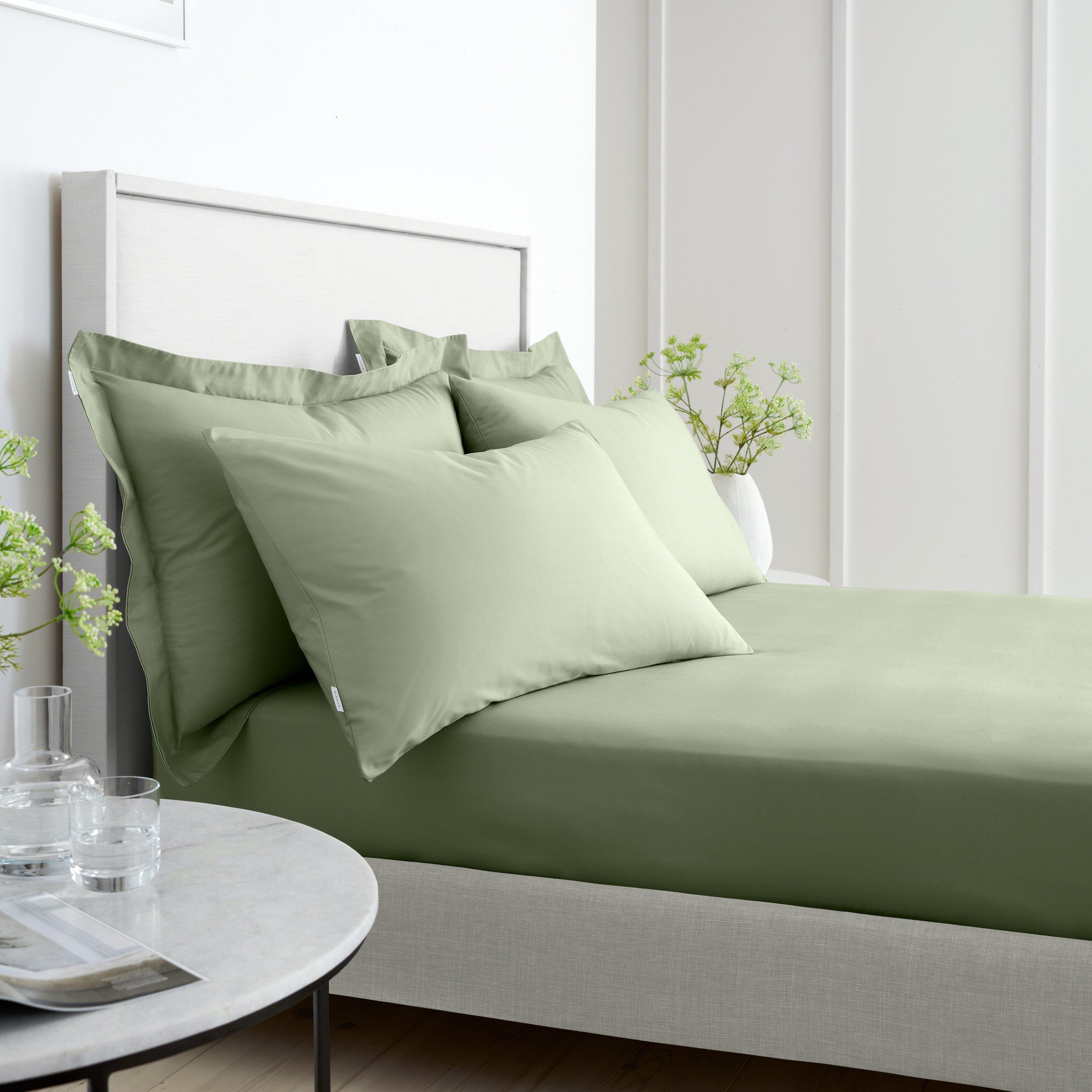Sage Green - Bianca - 200TC Cotton Percale Extra Deep Fitted Sheet - 3