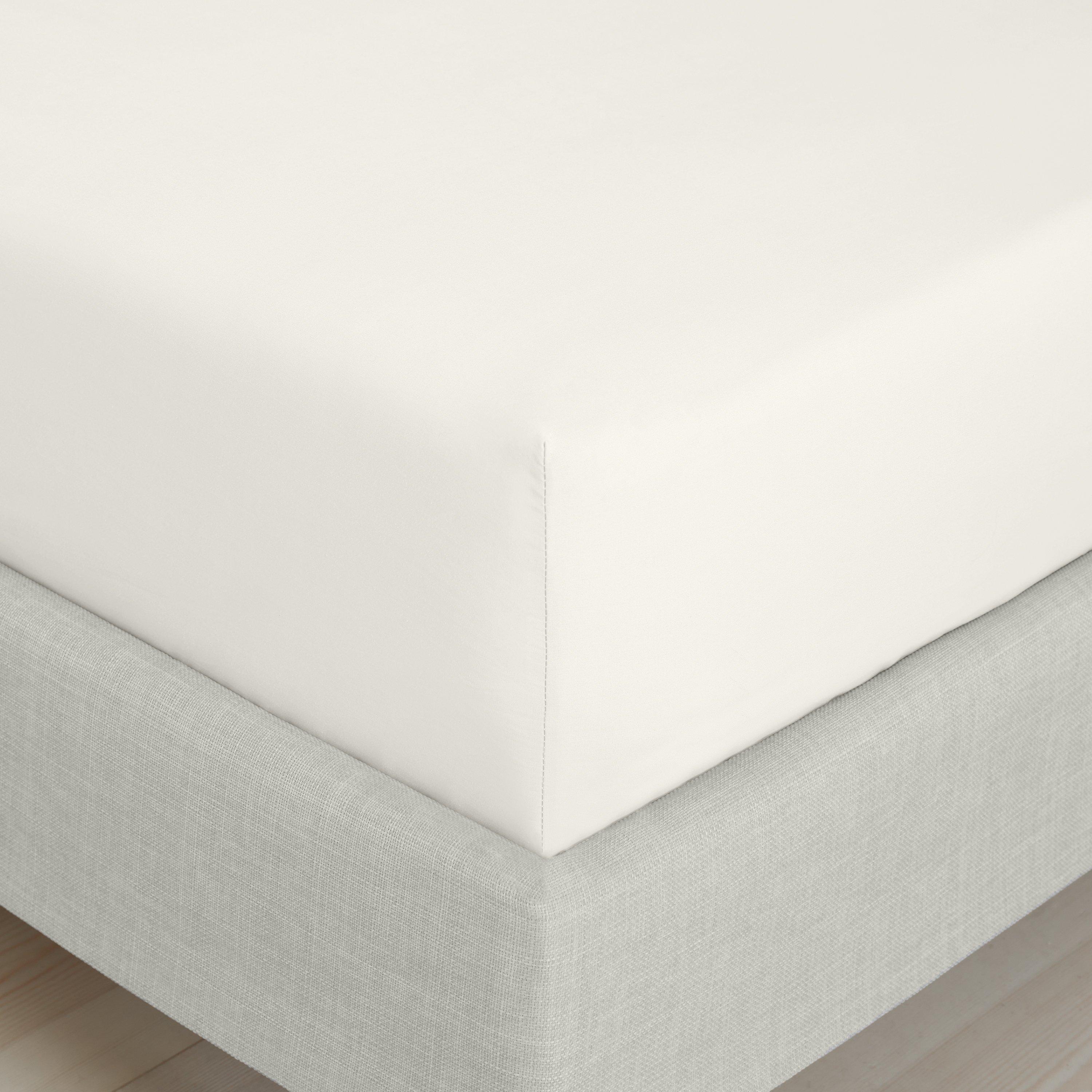 Cream - Bianca - 200TC Cotton Percale Extra Deep Fitted Sheet - 1
