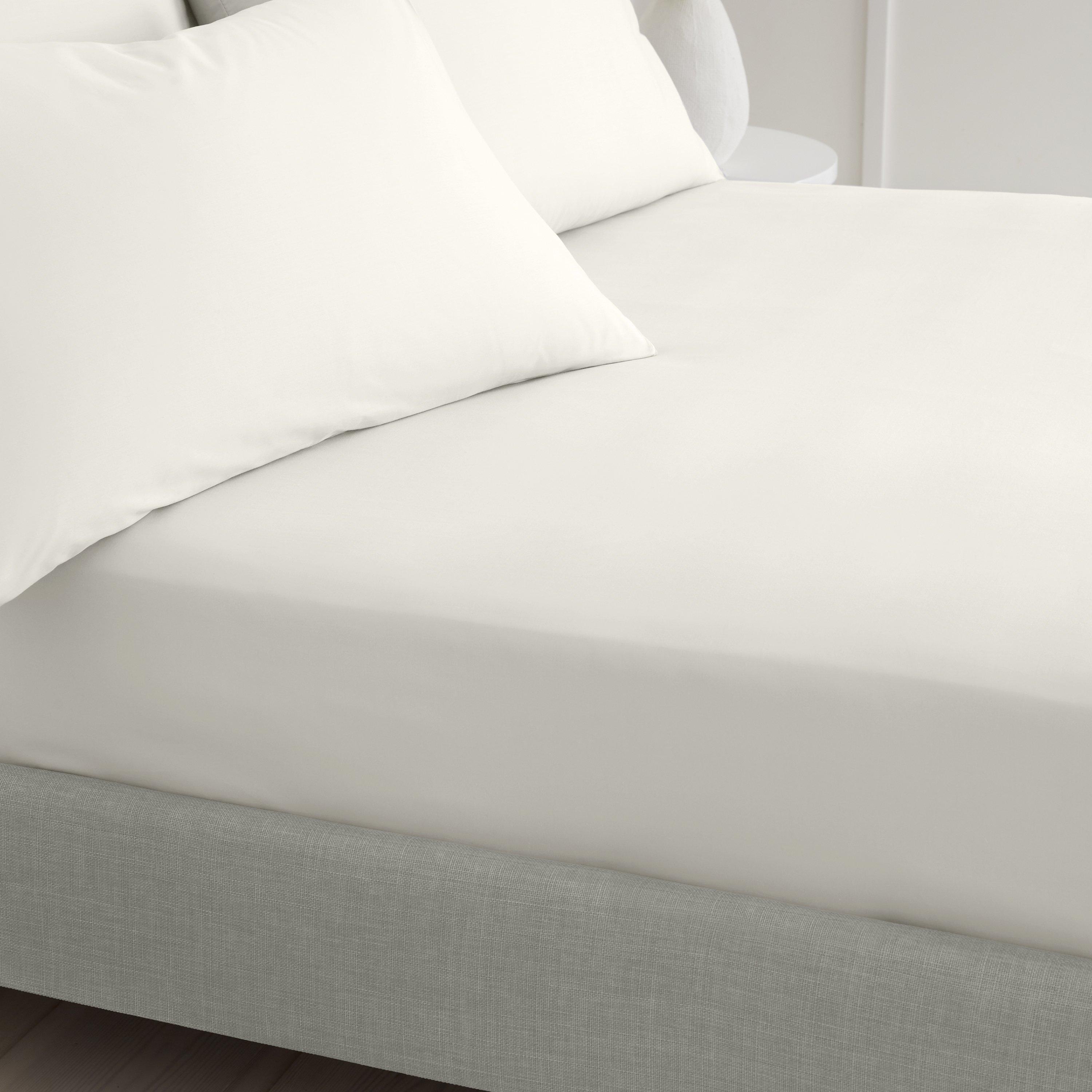 Cream - Bianca - 200TC Cotton Percale Extra Deep Fitted Sheet - 2