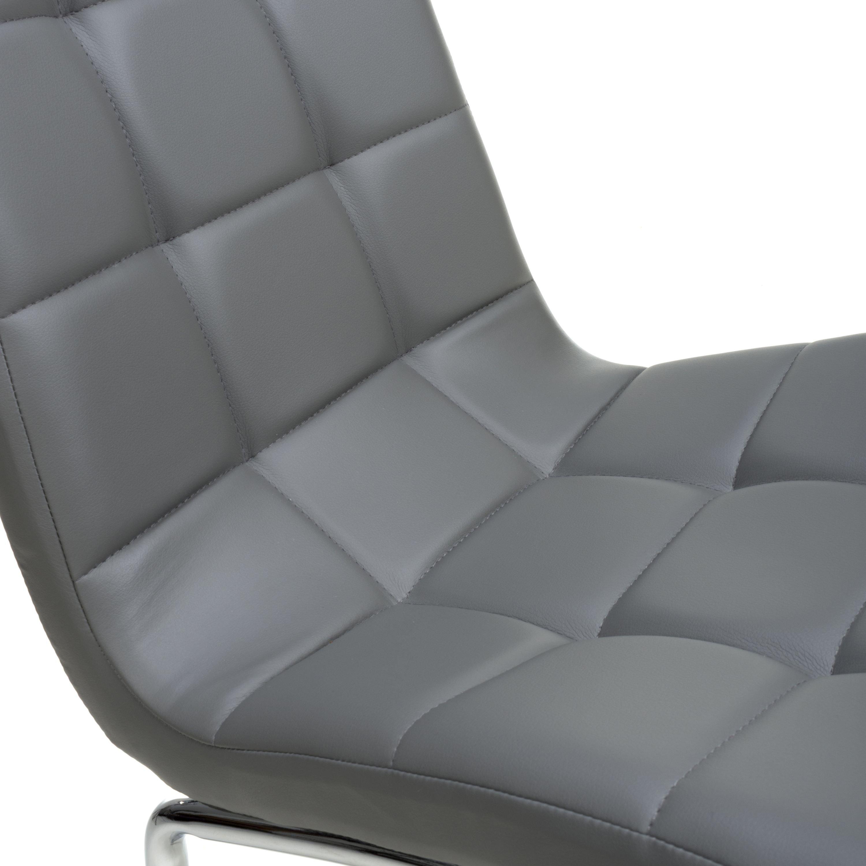 Grey - Chrome - Shankar - Pair of Jenner Leather Effect Grey Dining Chairs - 6