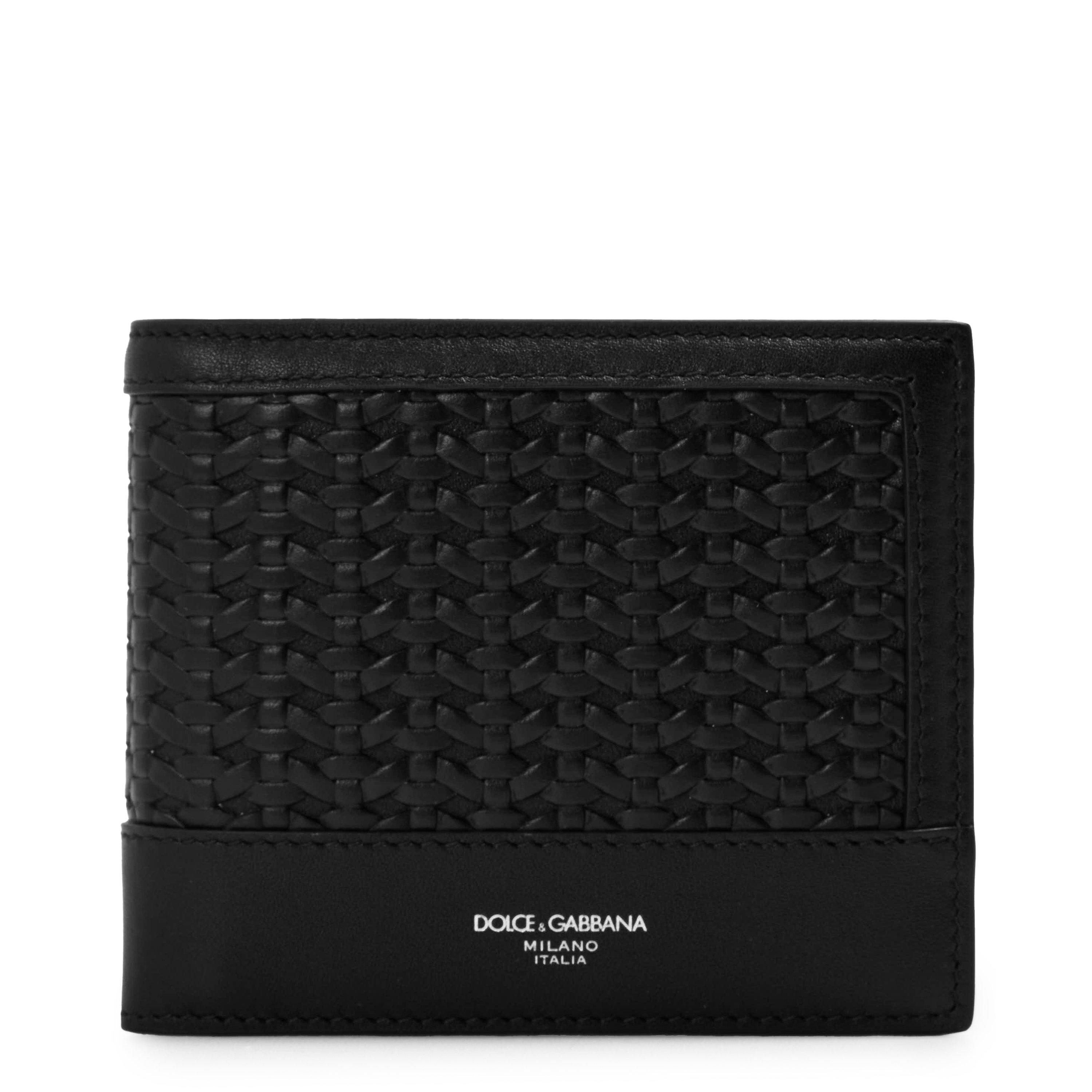 Dolce and Gabbana Men's Woven Bill Billfold Wallet - Black