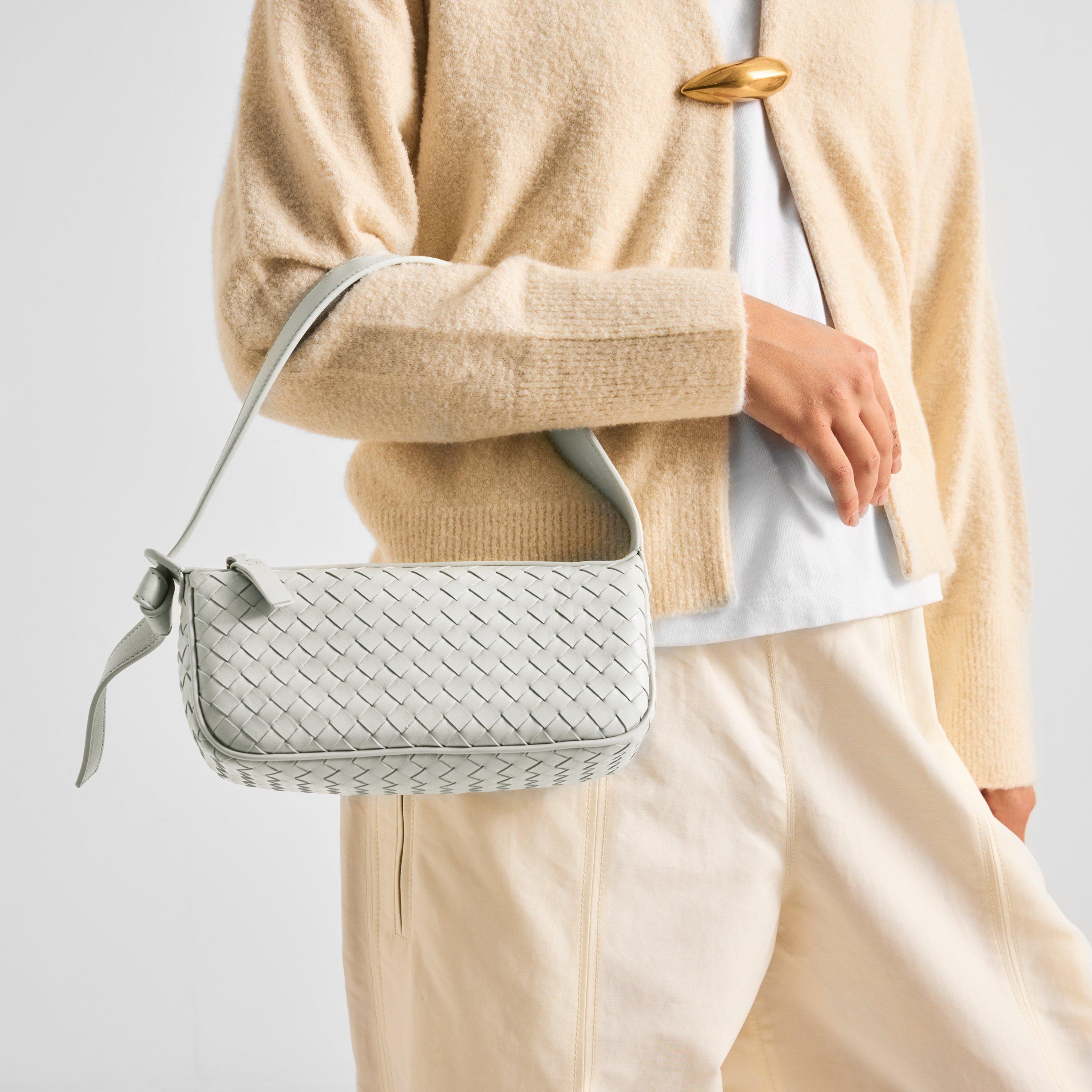 Silica Gry/Gold - Bottega Veneta - Women's Knot Mini Leather Shoulder Bag - 3
