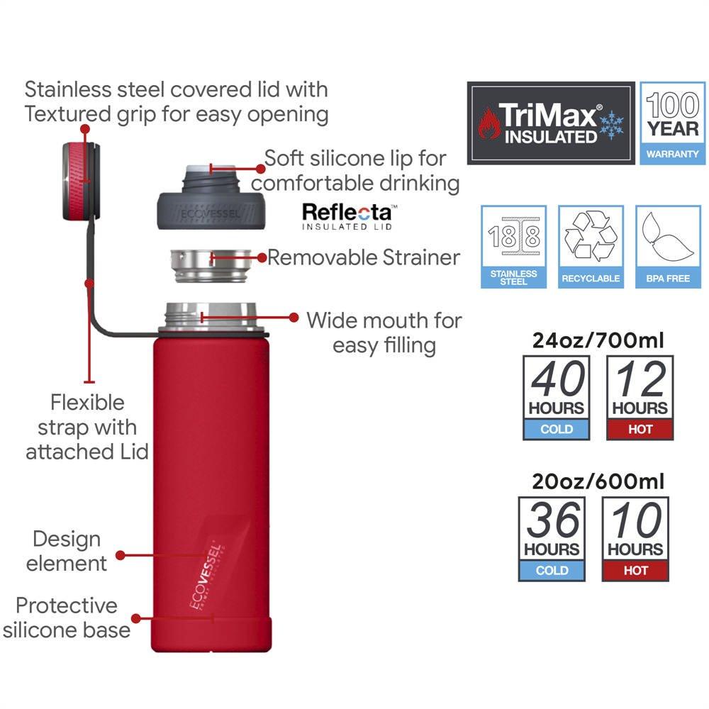 Slate Grey - Ecovessel - The Boulder - 600ml - 2