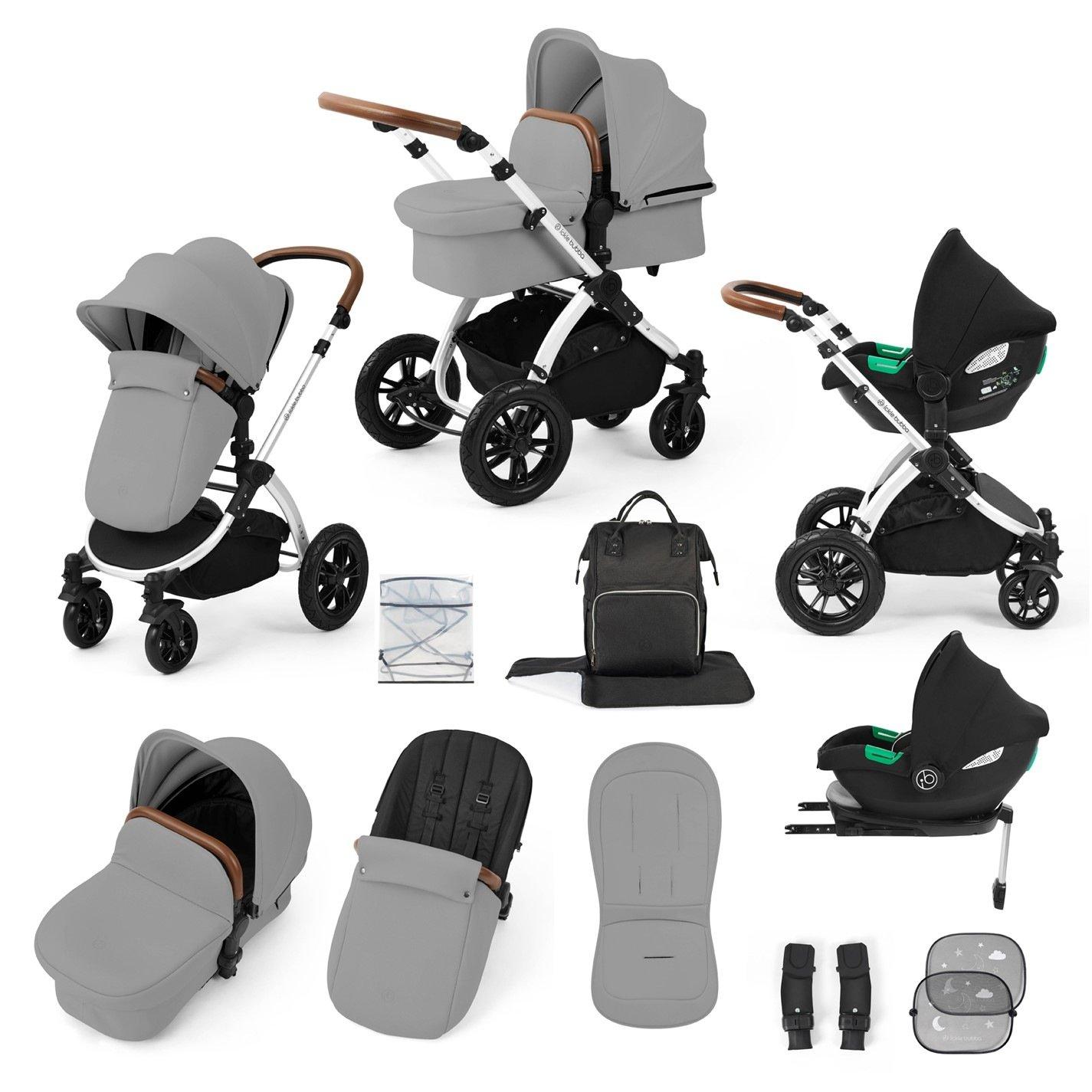 Ickle Bubba  Newborn Stomp Luxe All In One I-Size Travel System- Cirrus - Silver / Pearl