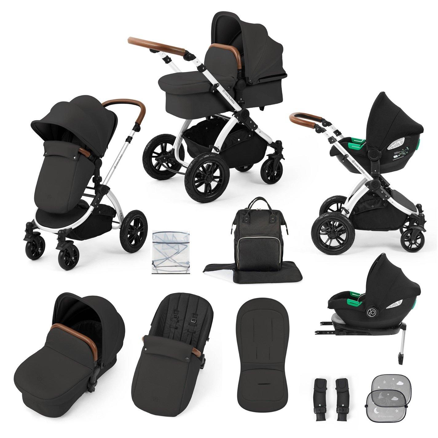 Ickle Bubba  Newborn Stomp Luxe All In One I-Size Travel System- Cirrus - Silver / Charco