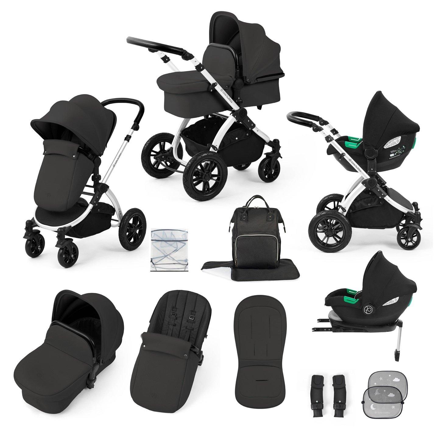Ickle Bubba  Newborn Stomp Luxe All In One I-Size Travel System- Cirrus - Silver / Charco
