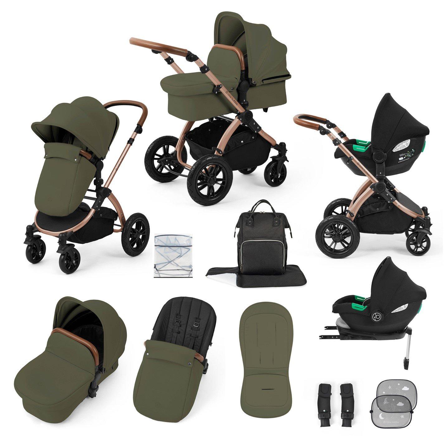 Ickle Bubba  Newborn Stomp Luxe All In One I-Size Travel System- Cirrus - Bronze / Woodla