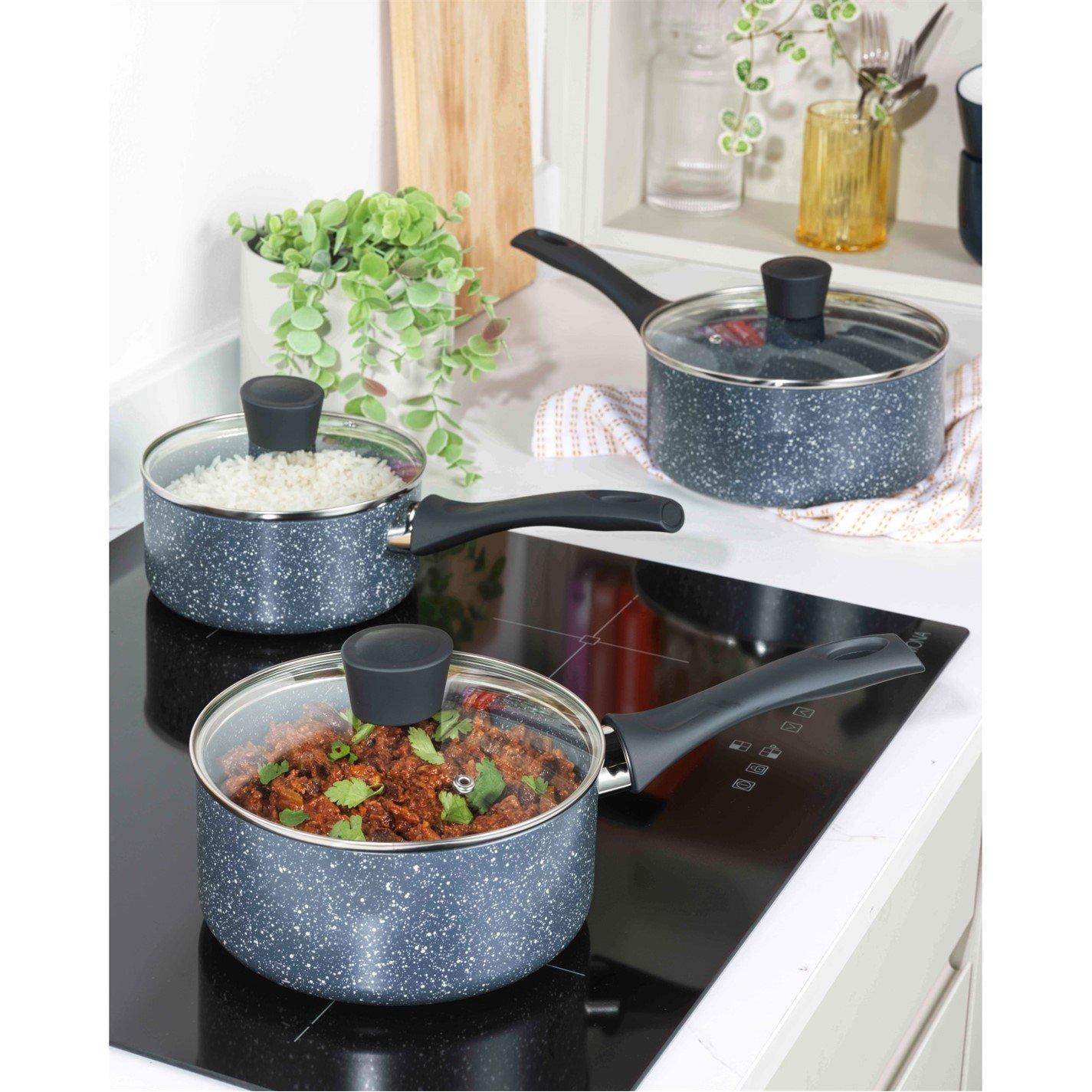 Grey - Russell Hobbs - 3pc Stone PanSet 00 - 2