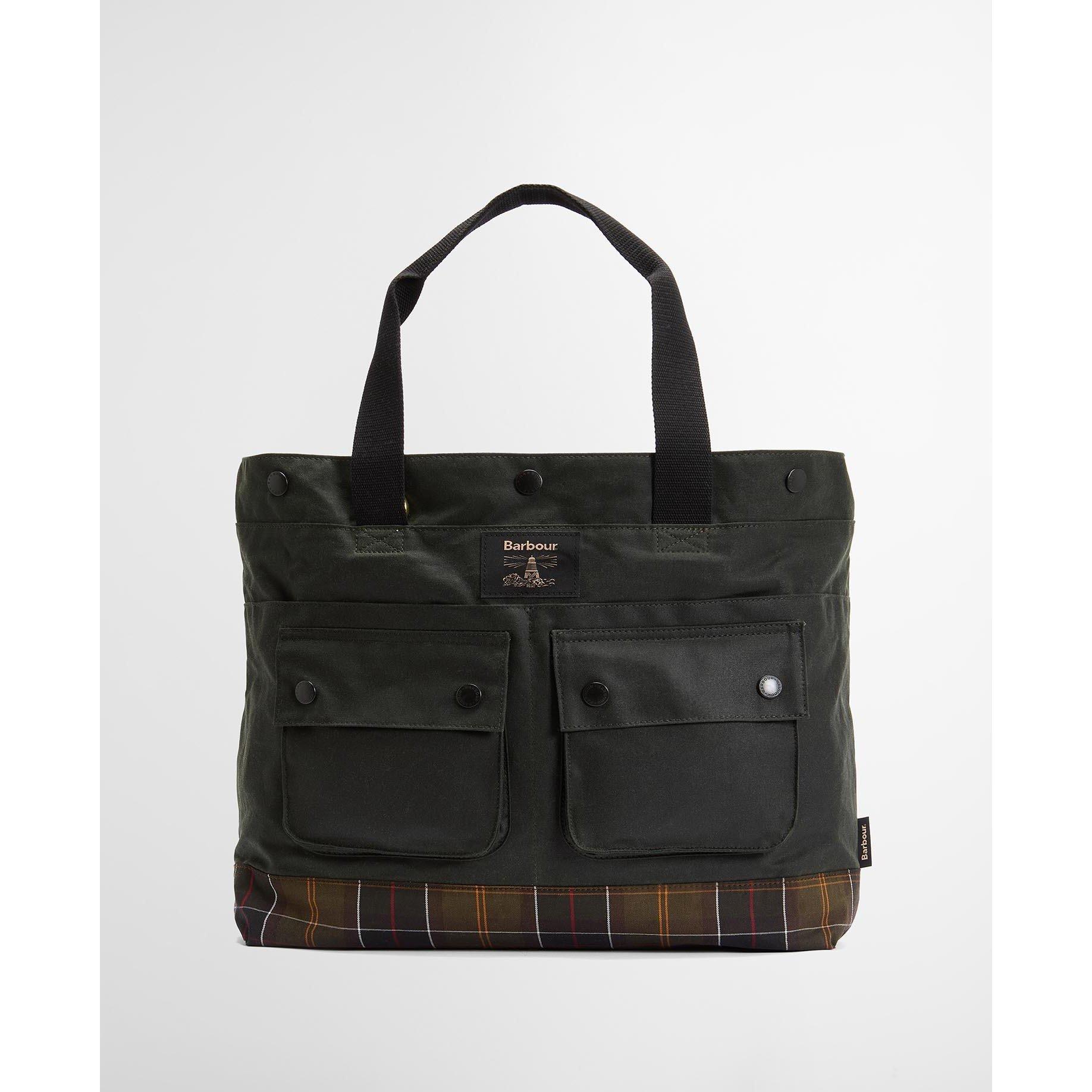 Sage - Barbour - Field Waxed Tote Bag - 1