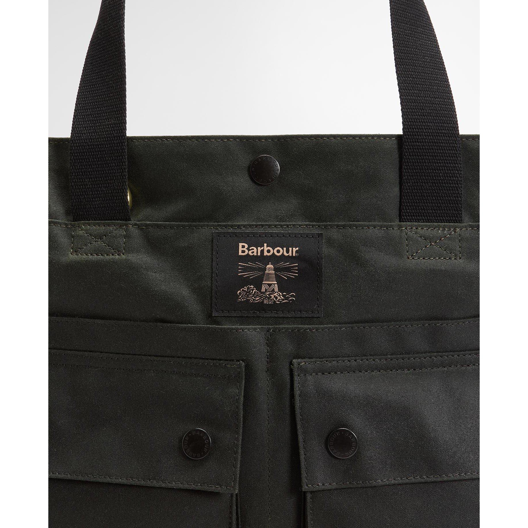 Sage - Barbour - Field Waxed Tote Bag - 4