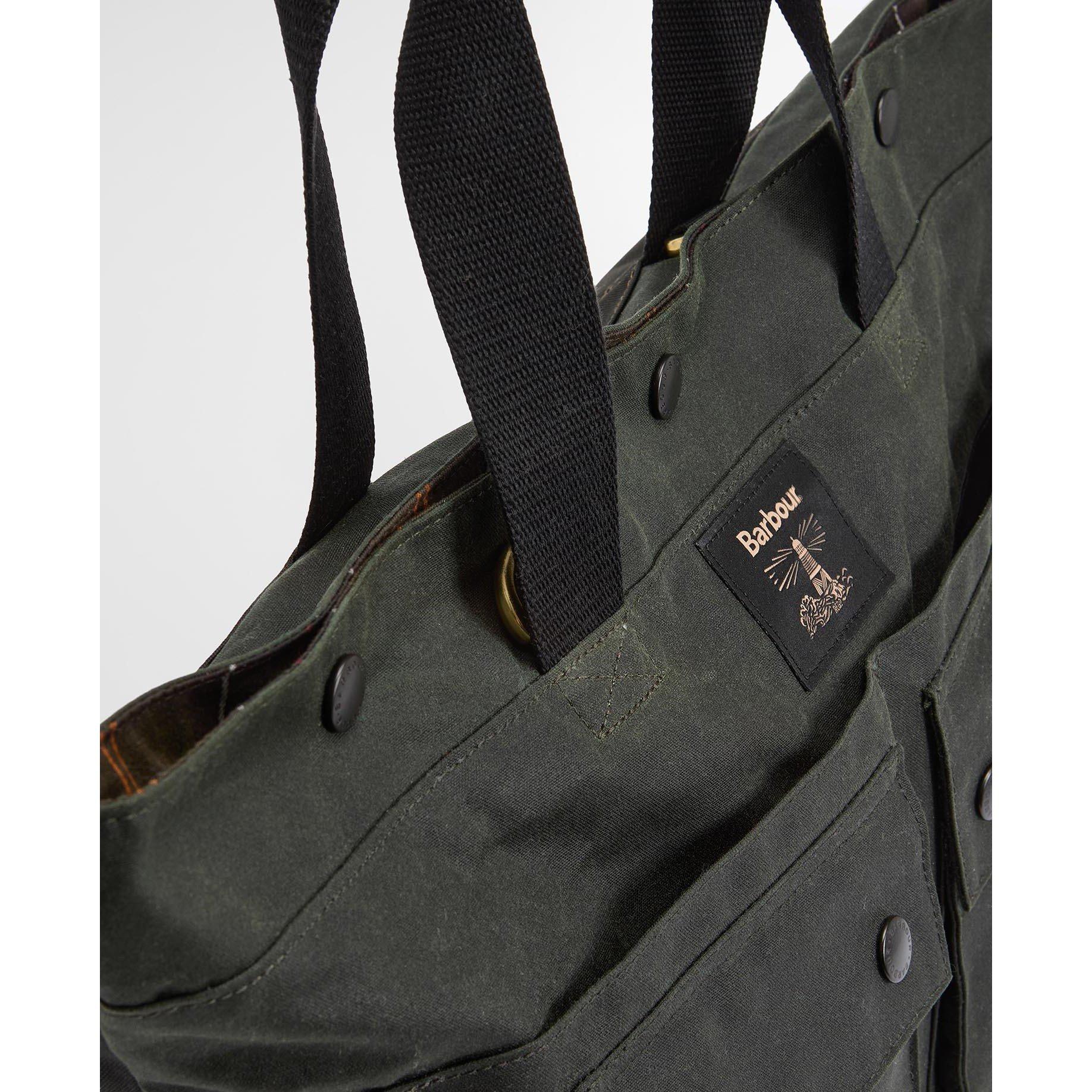 Sage - Barbour - Field Waxed Tote Bag - 5