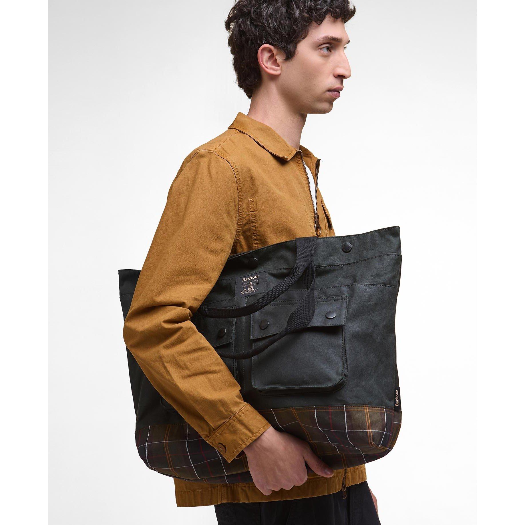 Sage - Barbour - Field Waxed Tote Bag - 9