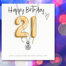Aye Do 21st Birthday Balloons Message Card & Necklace
