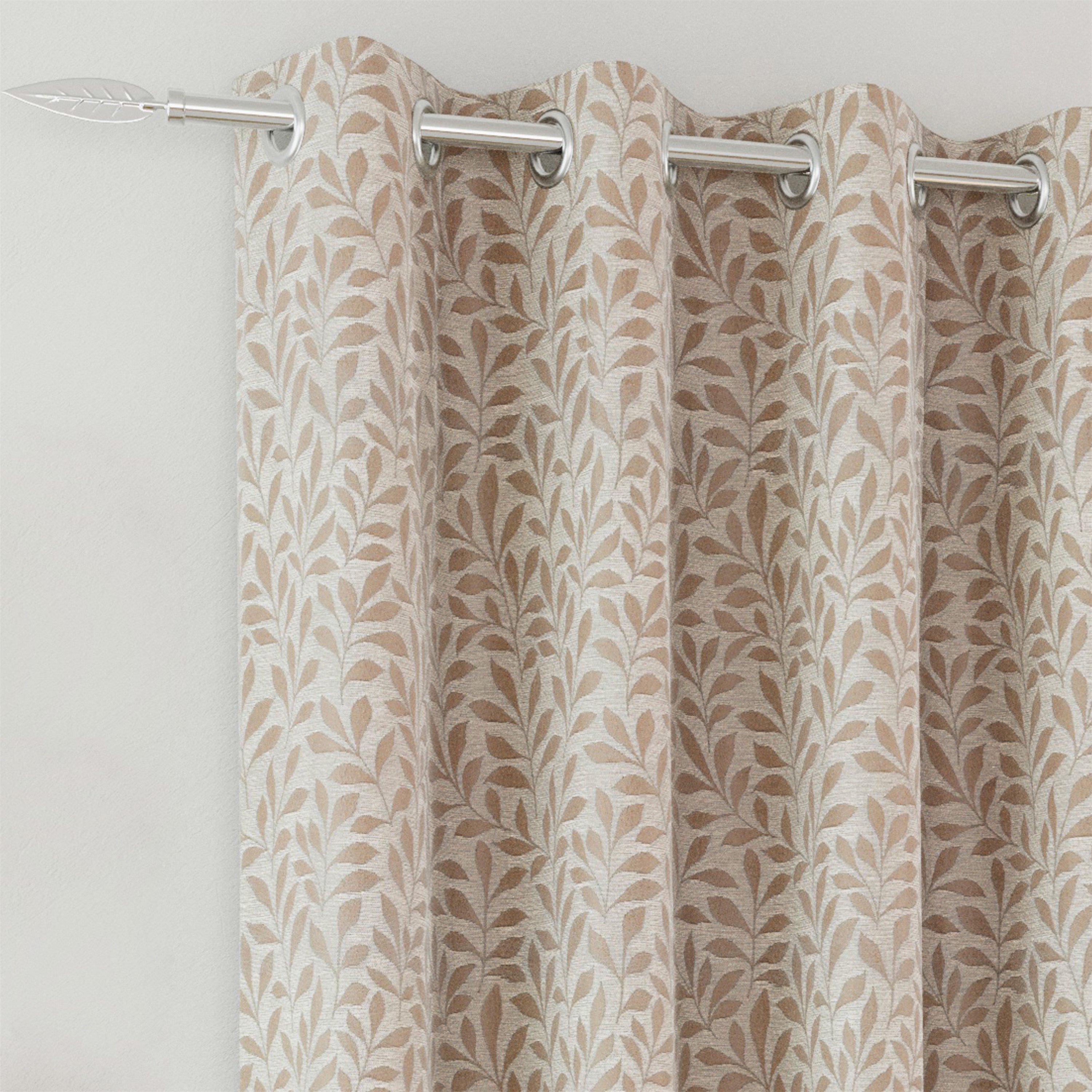 Natural - Enhanced Living - Sherwood Natural Blackout Jacquard Eyelet Curtains - 2
