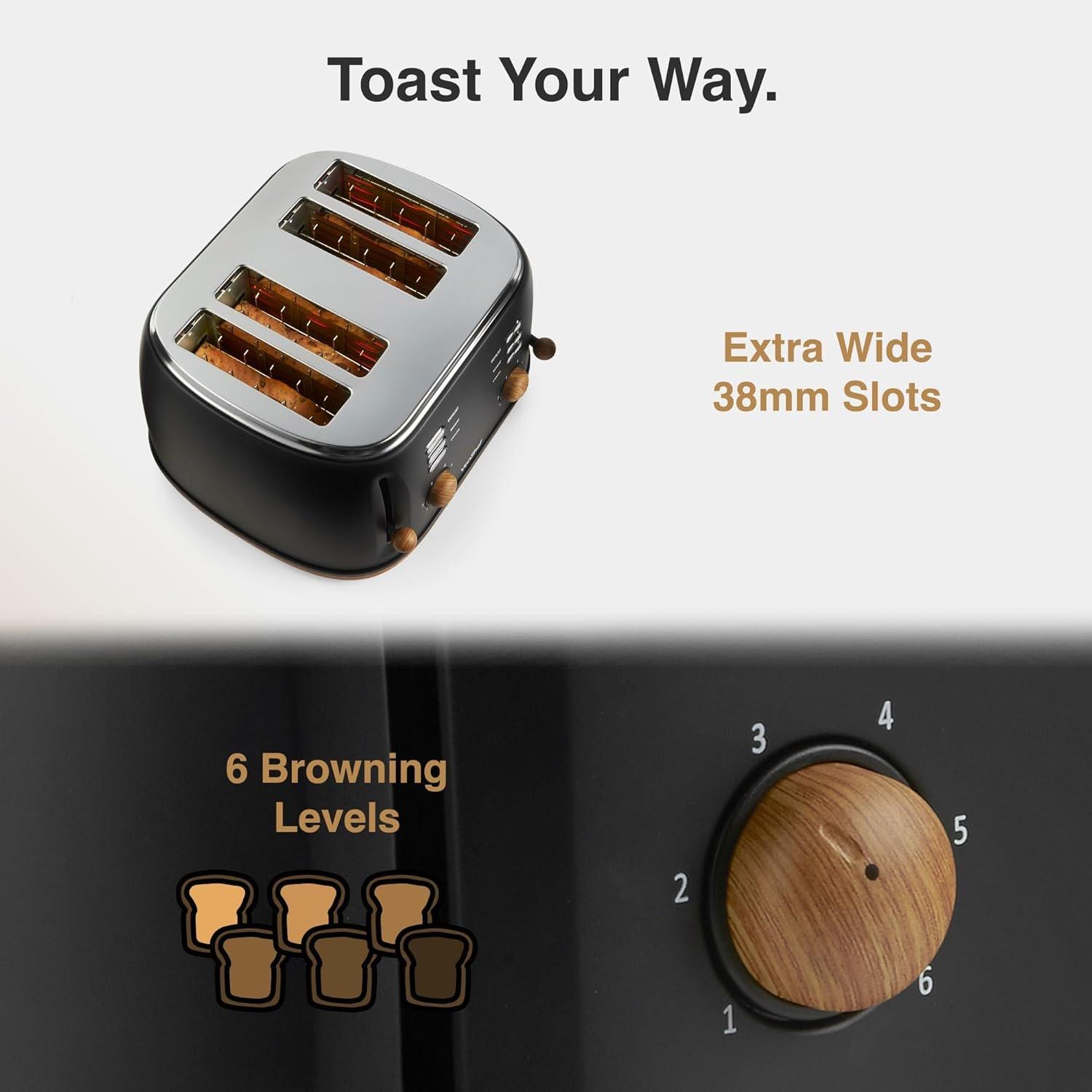 Black - VonShef - VonShef 4 Slice Toaster - 4