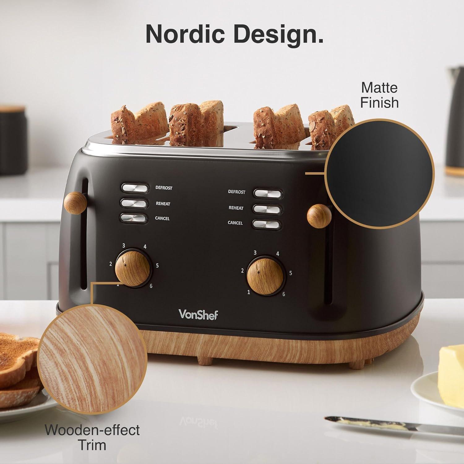 Black - VonShef - VonShef 4 Slice Toaster - 5