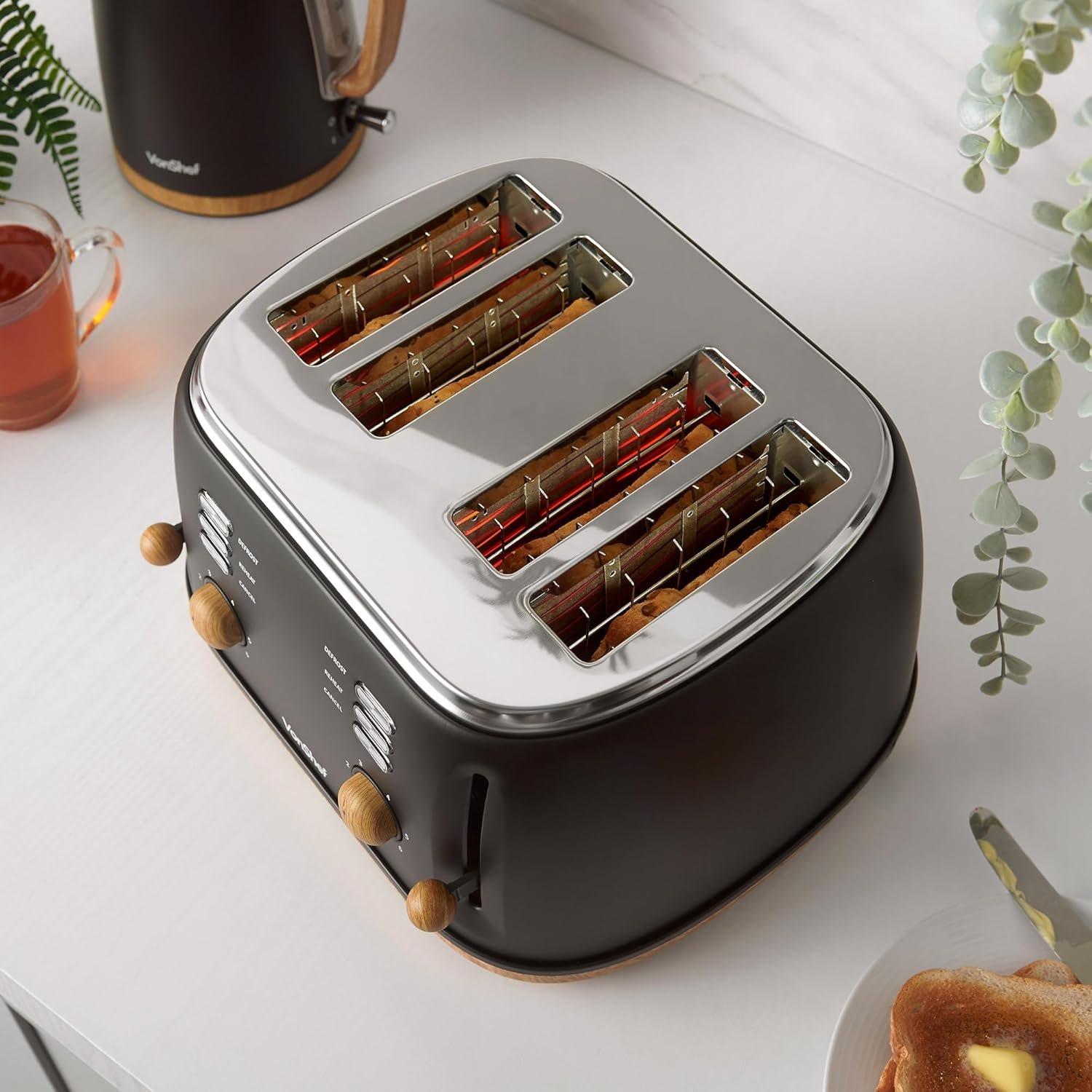 Black - VonShef - VonShef 4 Slice Toaster - 6