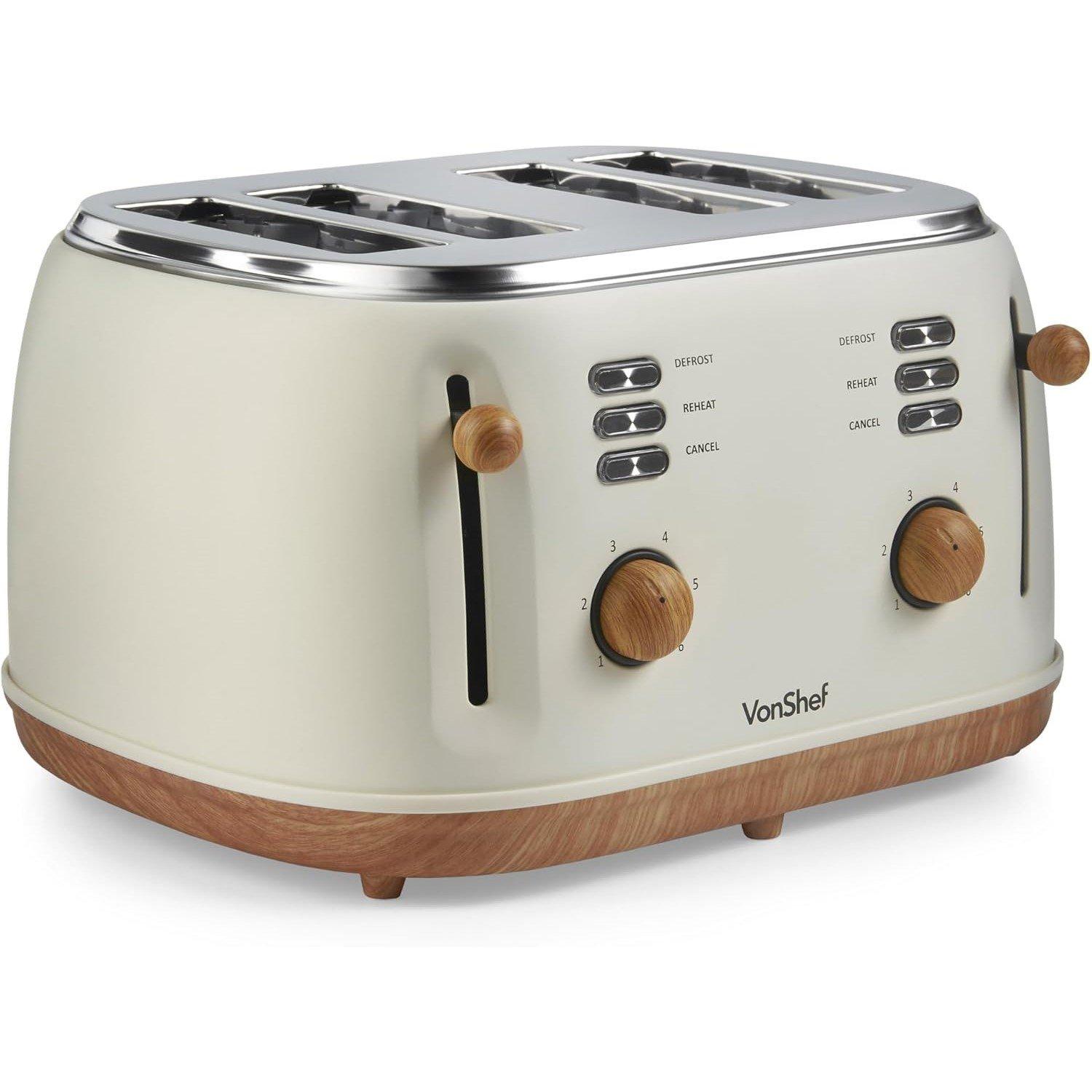 Vonshef  4 Slice Toaster - Cream