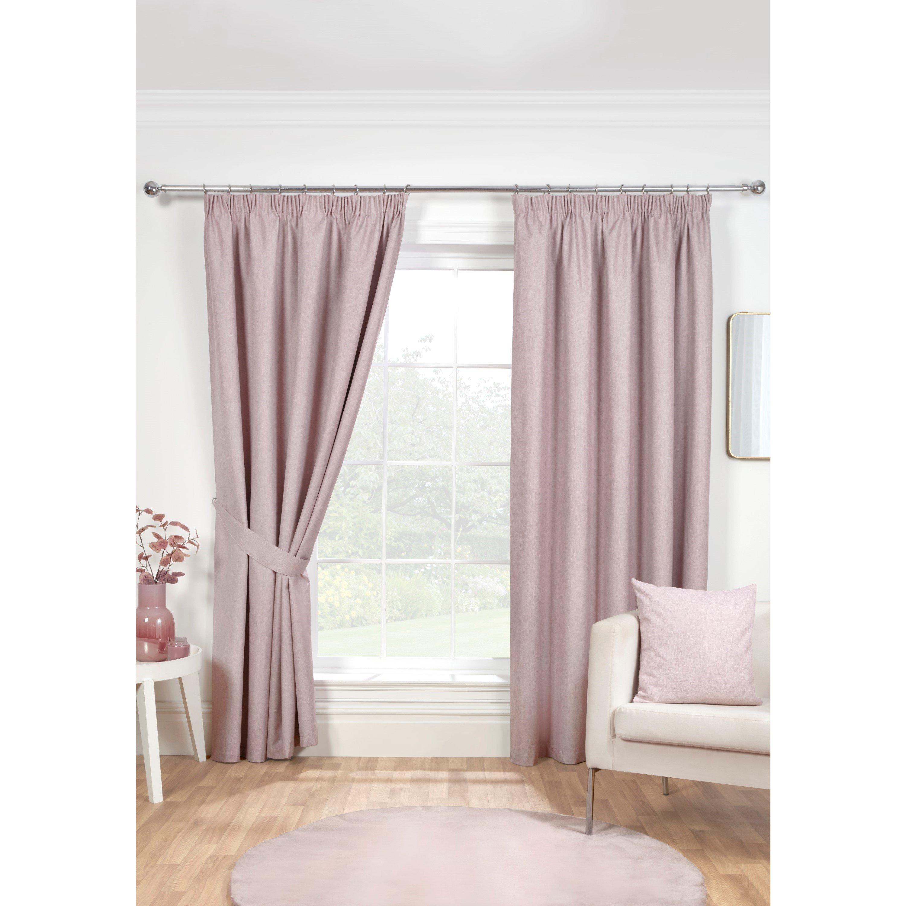 Sundour  Eclipse Blackout Plain Pencil Pleat Curtains - Blush - 90 x 90 In
