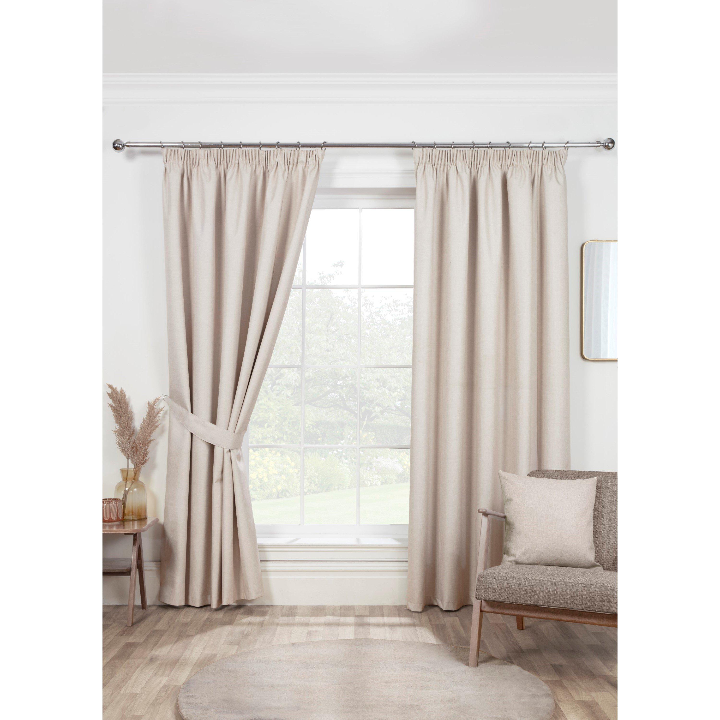 Sundour  Eclipse Blackout Plain Pencil Pleat Curtains - Natural - 90 x 90 In