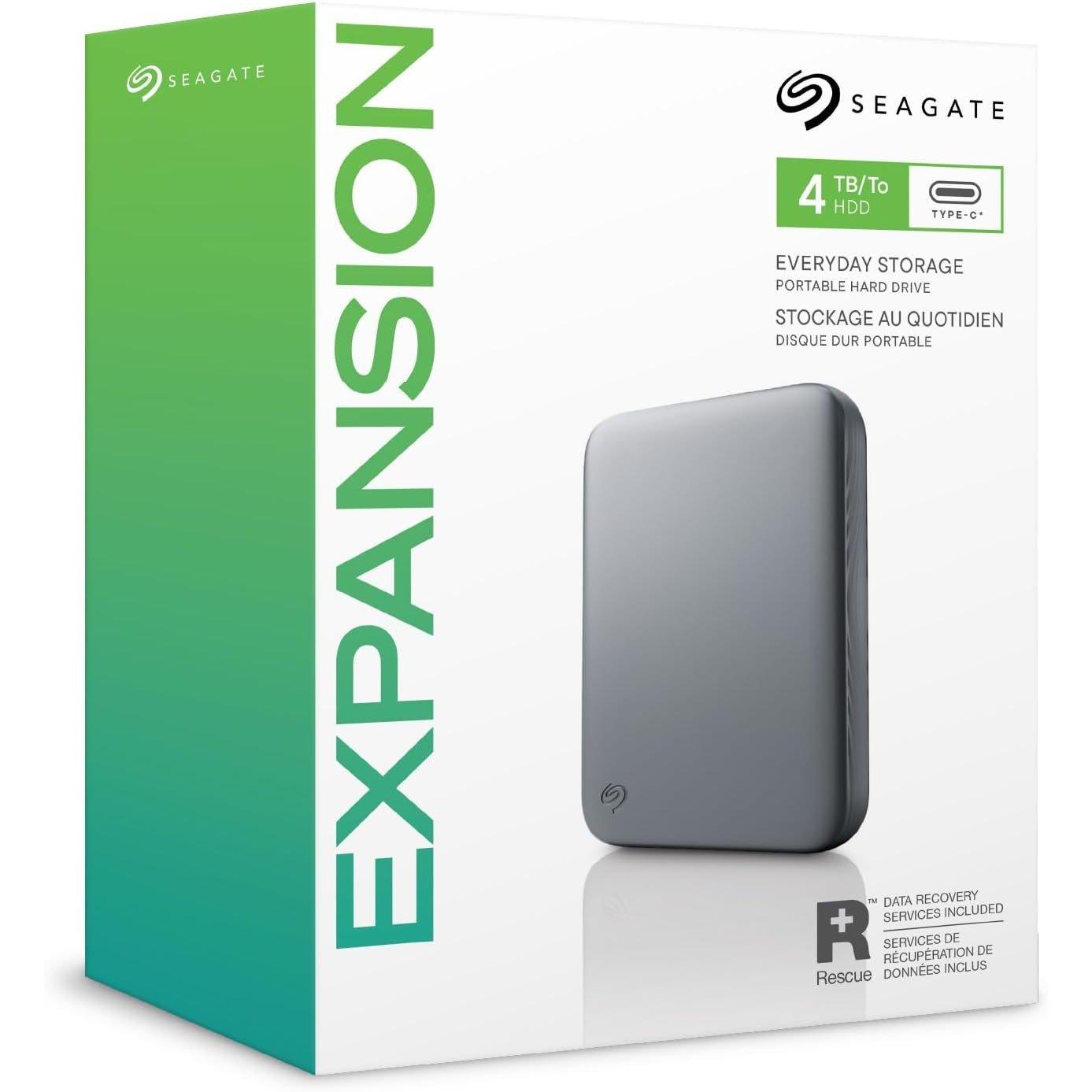 Negro - Seagate - 4TB Expansion Portable Hard Drive  MicroB to USB-C - 2