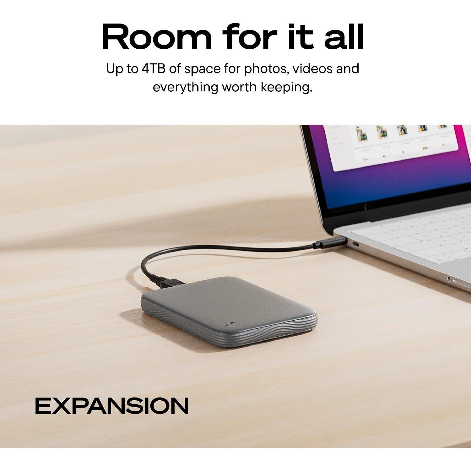 Negro - Seagate - 4TB Expansion Portable Hard Drive  MicroB to USB-C - 3
