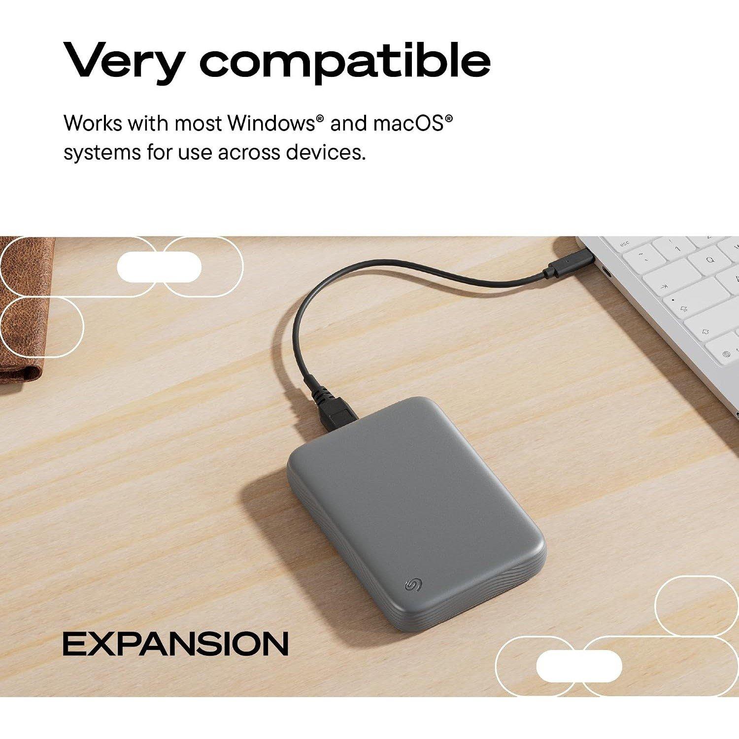 Negro - Seagate - 4TB Expansion Portable Hard Drive  MicroB to USB-C - 5