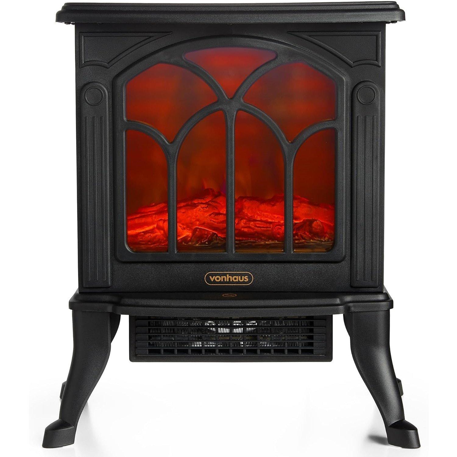 Black - VonHaus - Electric Stove Heater 1500W - 7