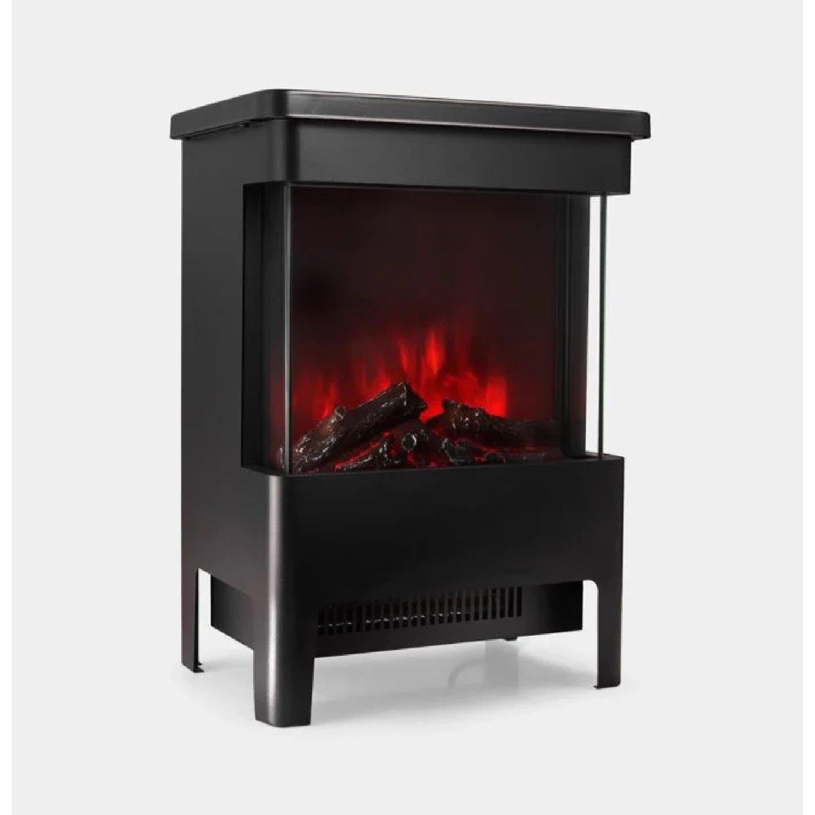 Black - VonHaus - 1900W Glass Front Stove Heater - 1