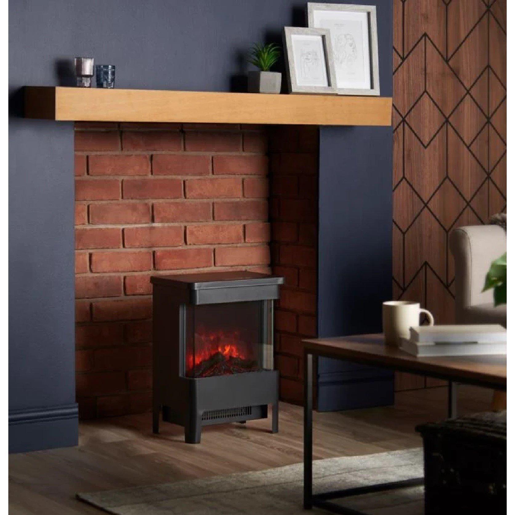 Black - VonHaus - 1900W Glass Front Stove Heater - 7