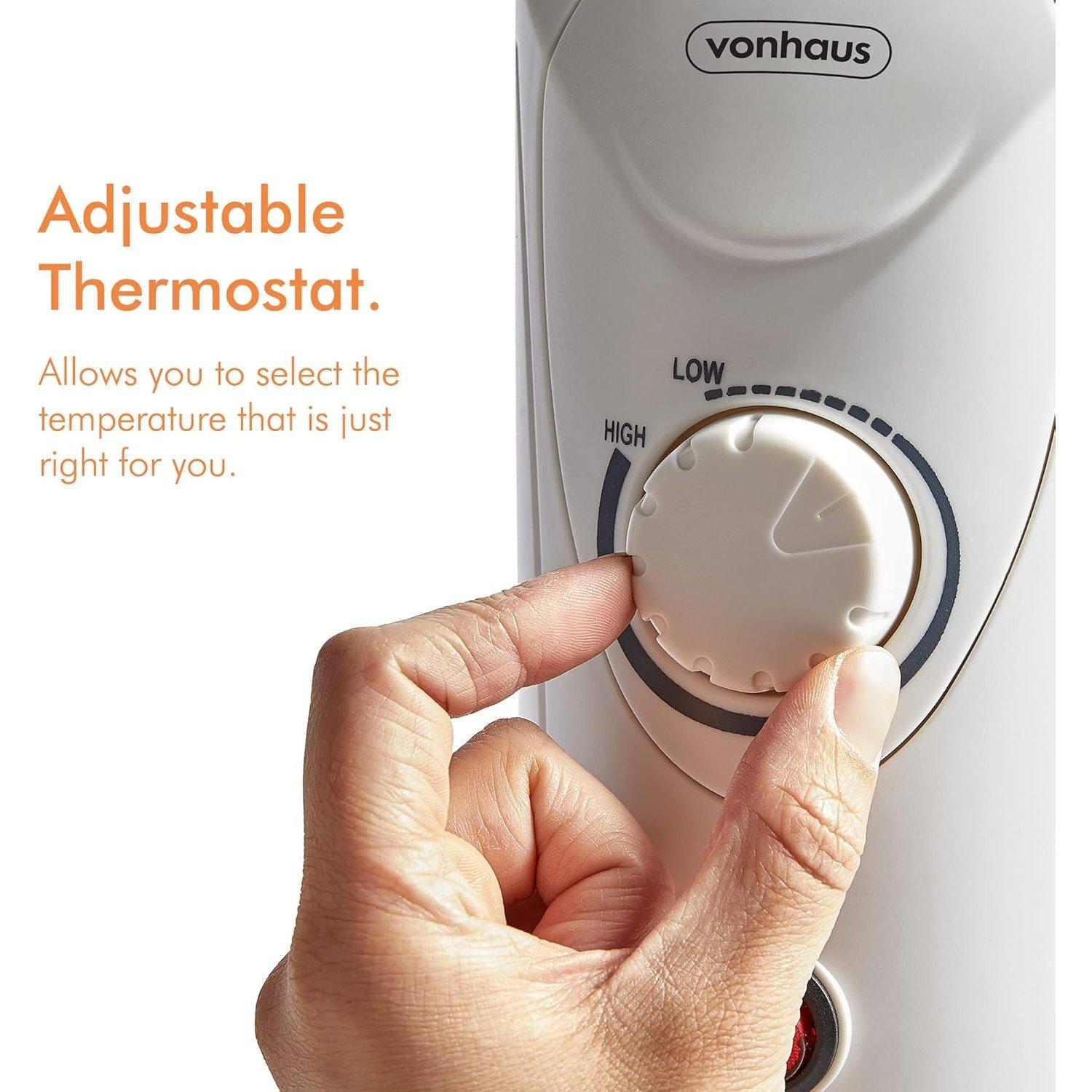 White - VonHaus - 5 Fin 800W White Oil Filled Radiator - 6