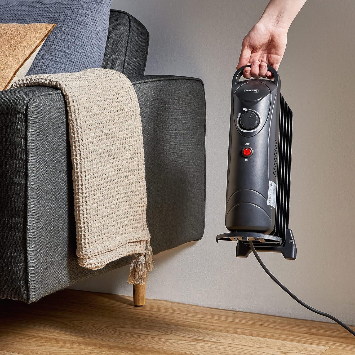 Black - VonHaus - 5 Fin 800W White Oil Filled Radiator - 2