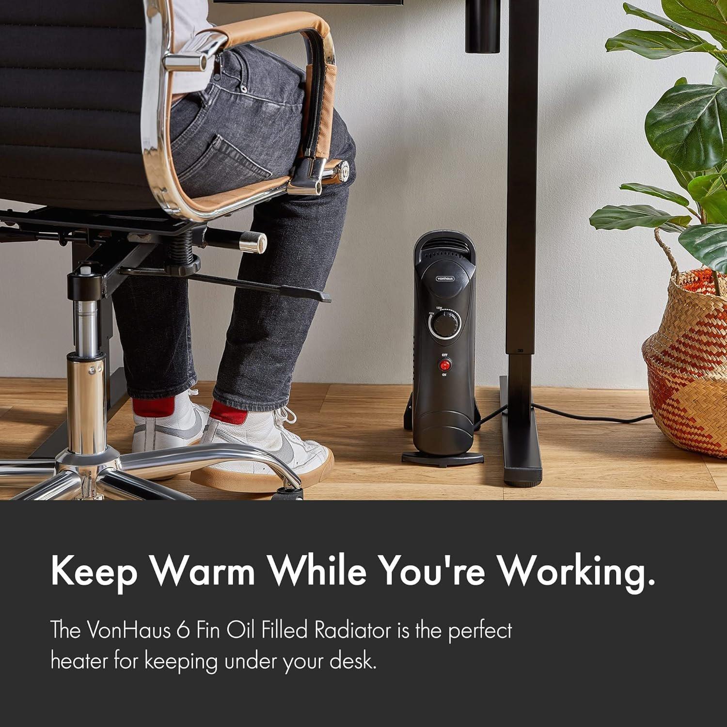 Black - VonHaus - 5 Fin 800W White Oil Filled Radiator - 3