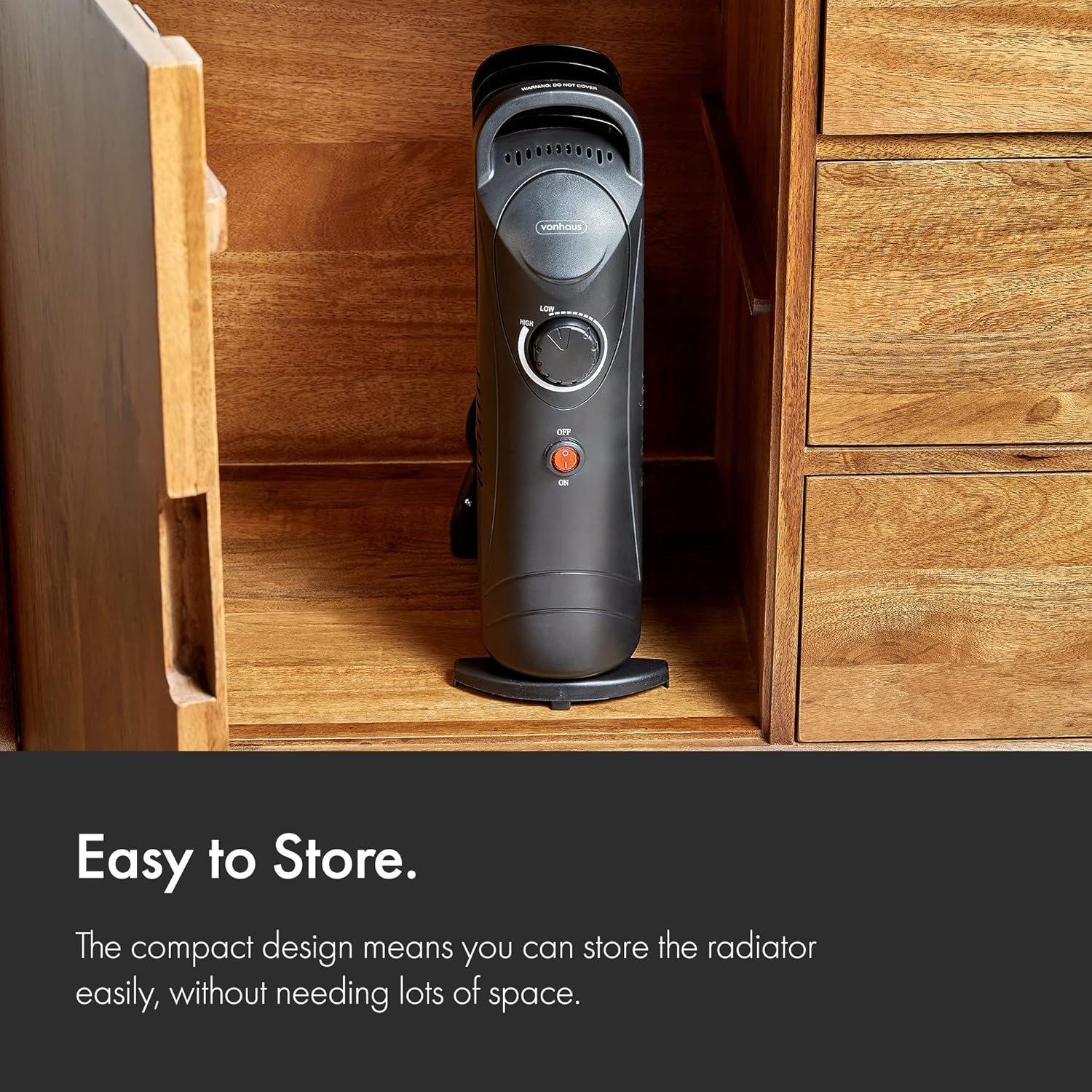 Black - VonHaus - 5 Fin 800W White Oil Filled Radiator - 5