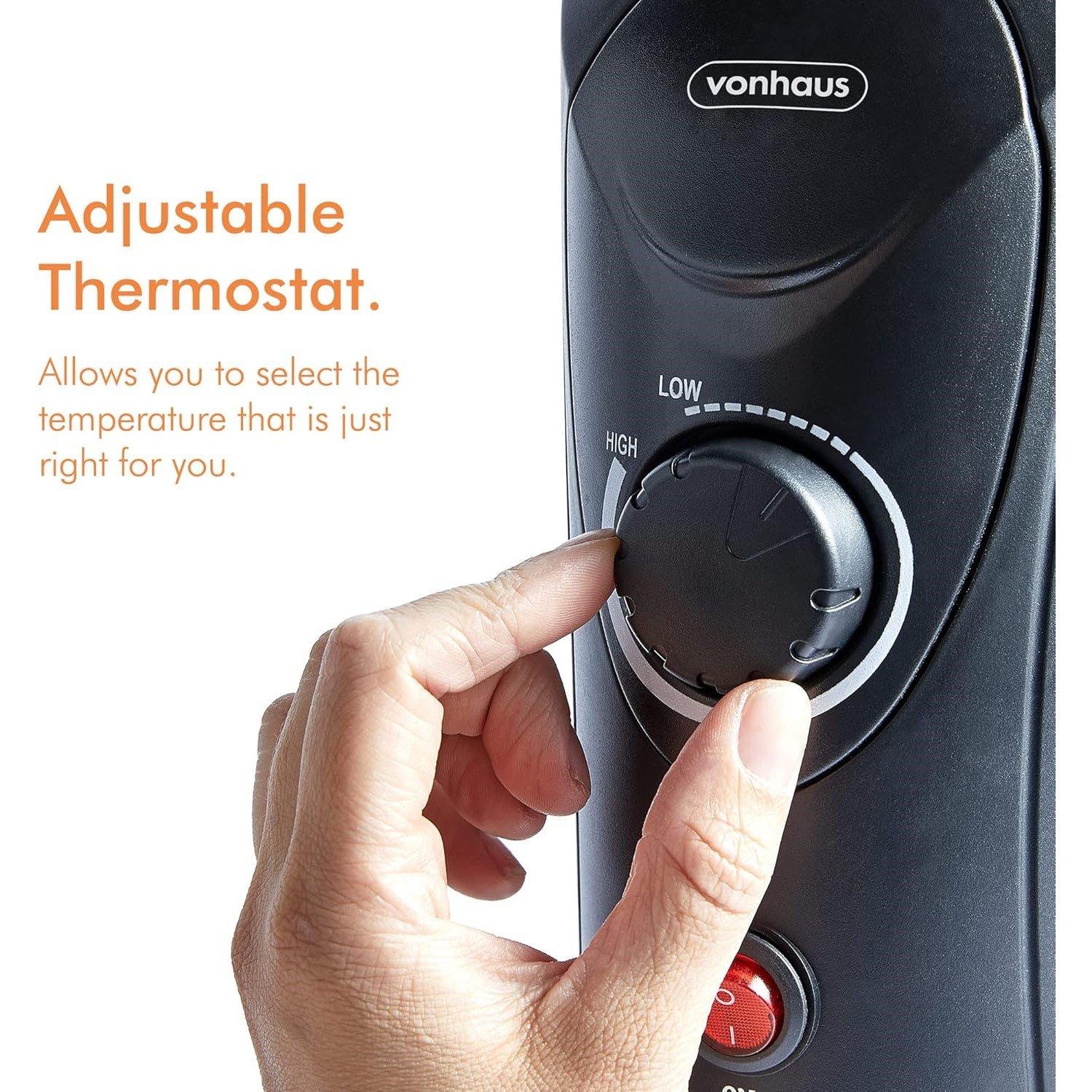 Black - VonHaus - 5 Fin 800W White Oil Filled Radiator - 7