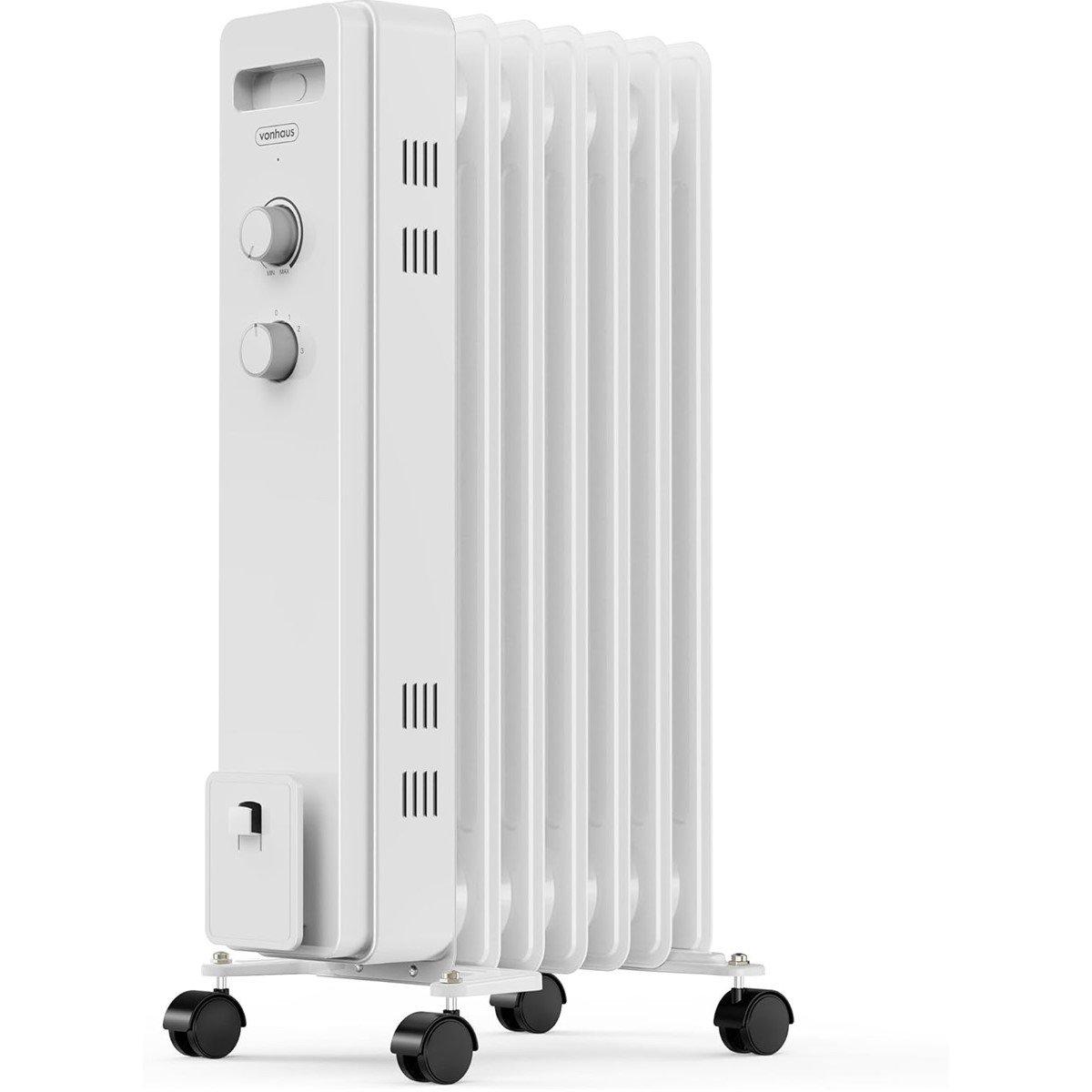 White - VonHaus - 7 Fin 1500W Oil Filled Radiator - White - 1