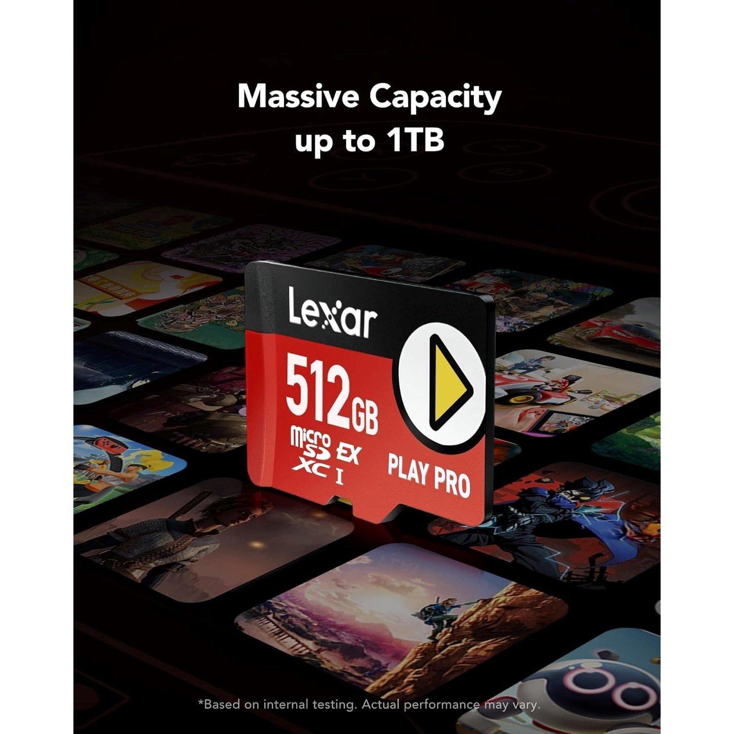 Black - Lexar - PLAY PRO 512GB microSD Express Memory Card - 5