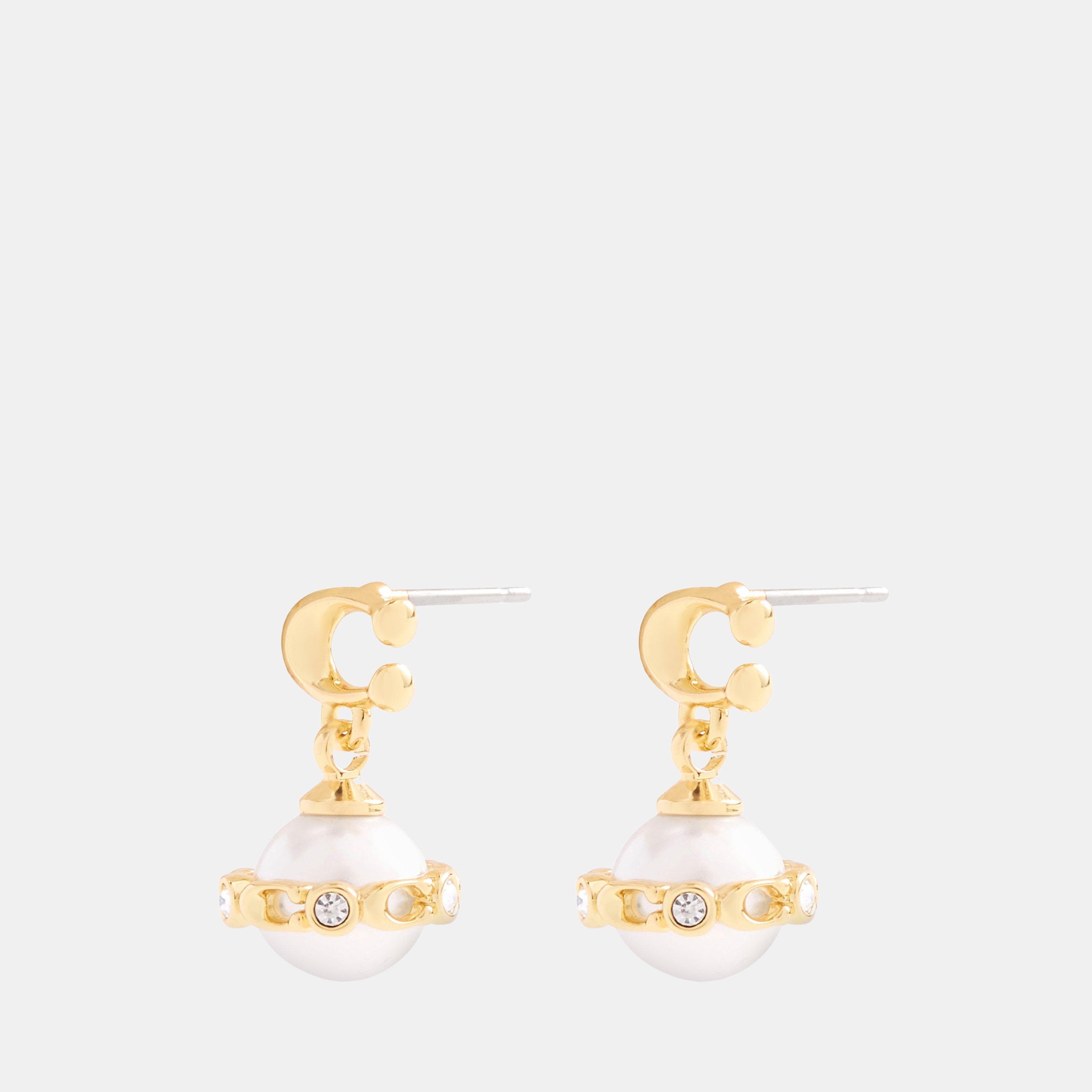 GOLD/PEARL - Coach - Women's Junior Orb Drop Earring - 2