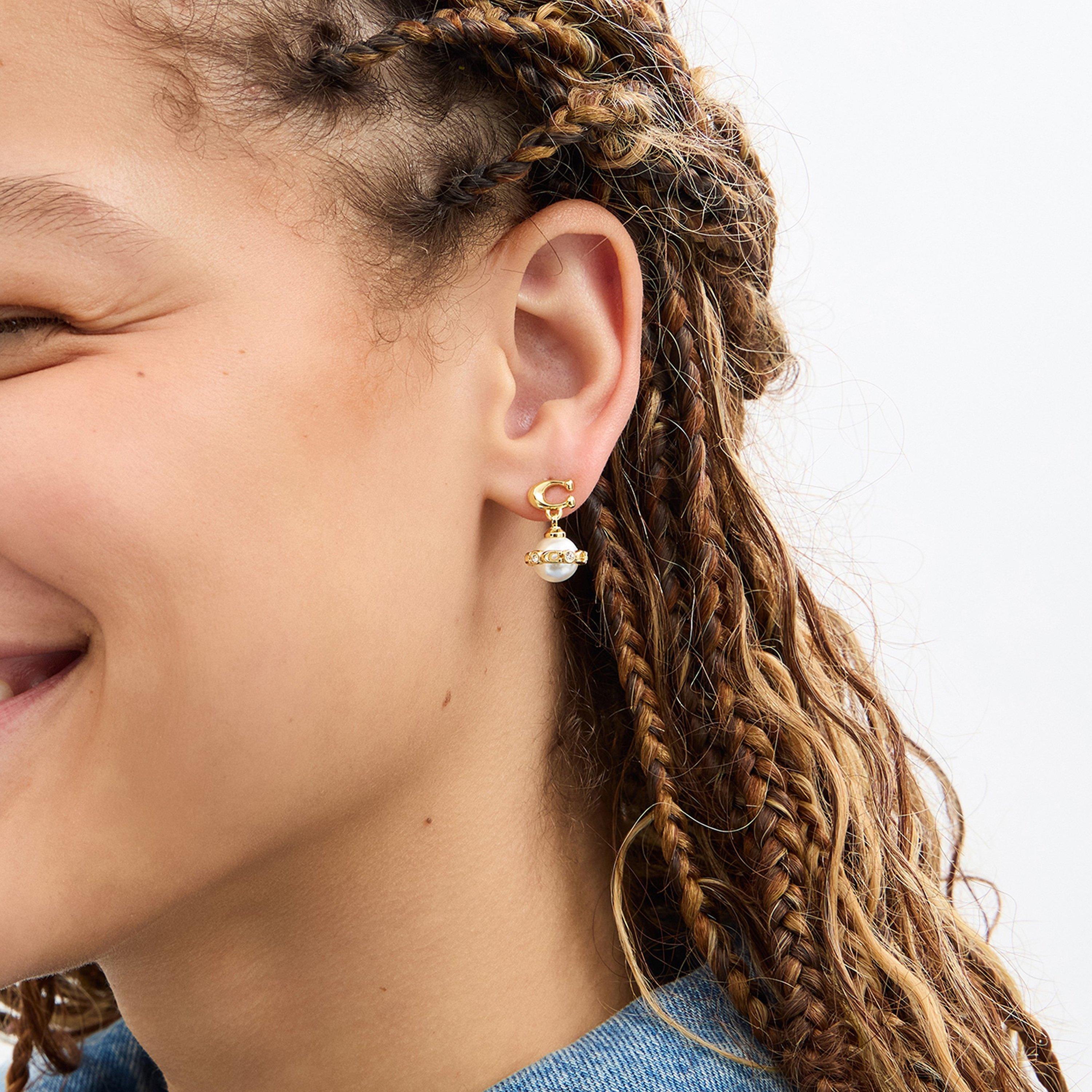 GOLD/PEARL - Coach - Women's Junior Orb Drop Earring - 3