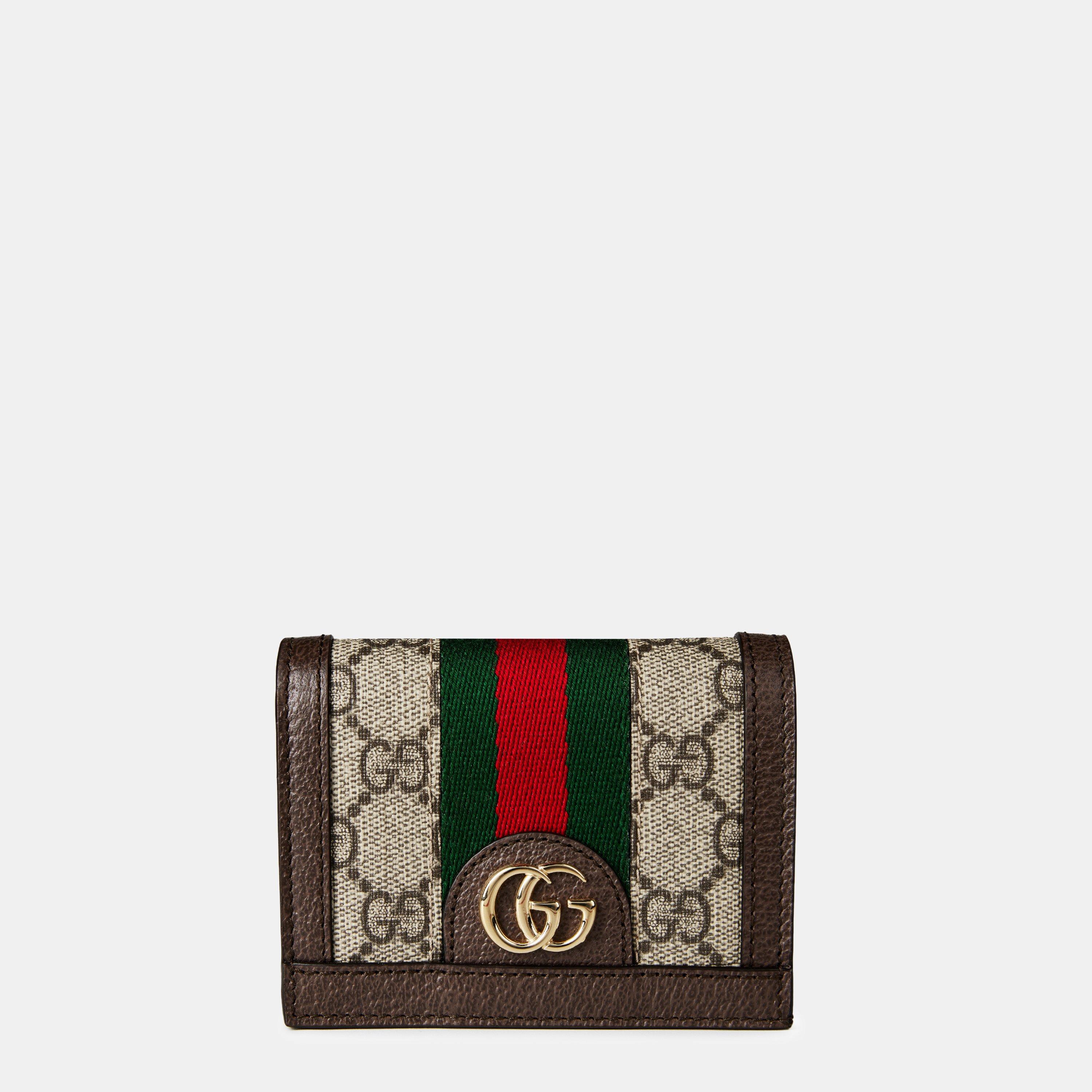 Gucci Women's Canvas Leather Ophidia GG Wallet - Ebony/Ac 8745