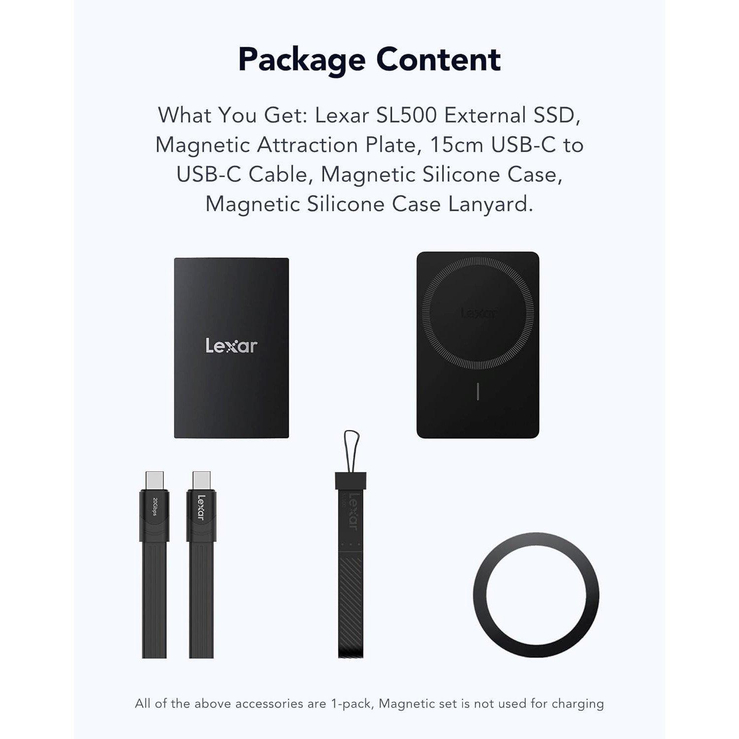 Black - Lexar - SL500M 2TB External SSD - 8