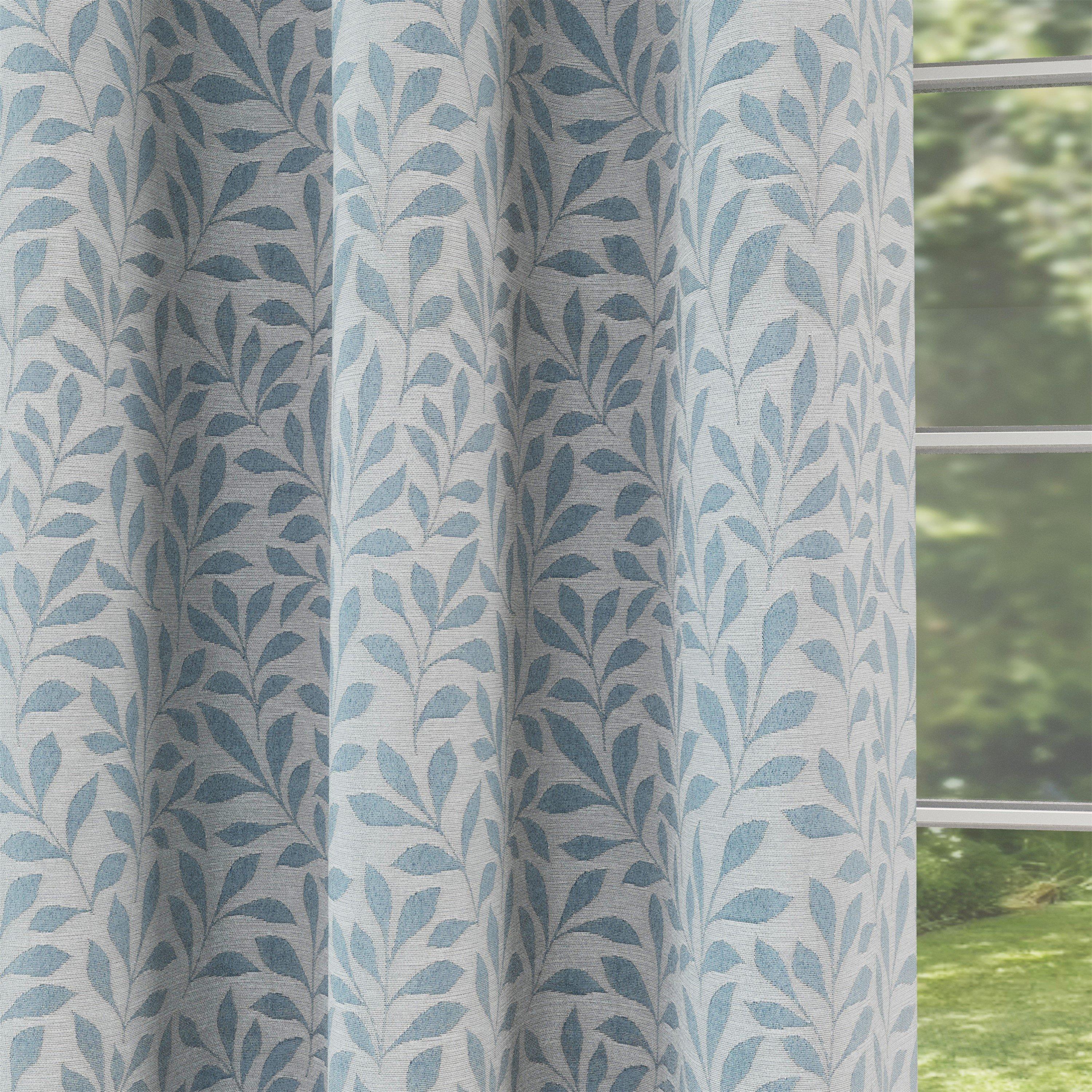 Ice Blue - Enhanced Living - Sherwood IceBlue Blackout Jacquard Eyelet Curtains - 3