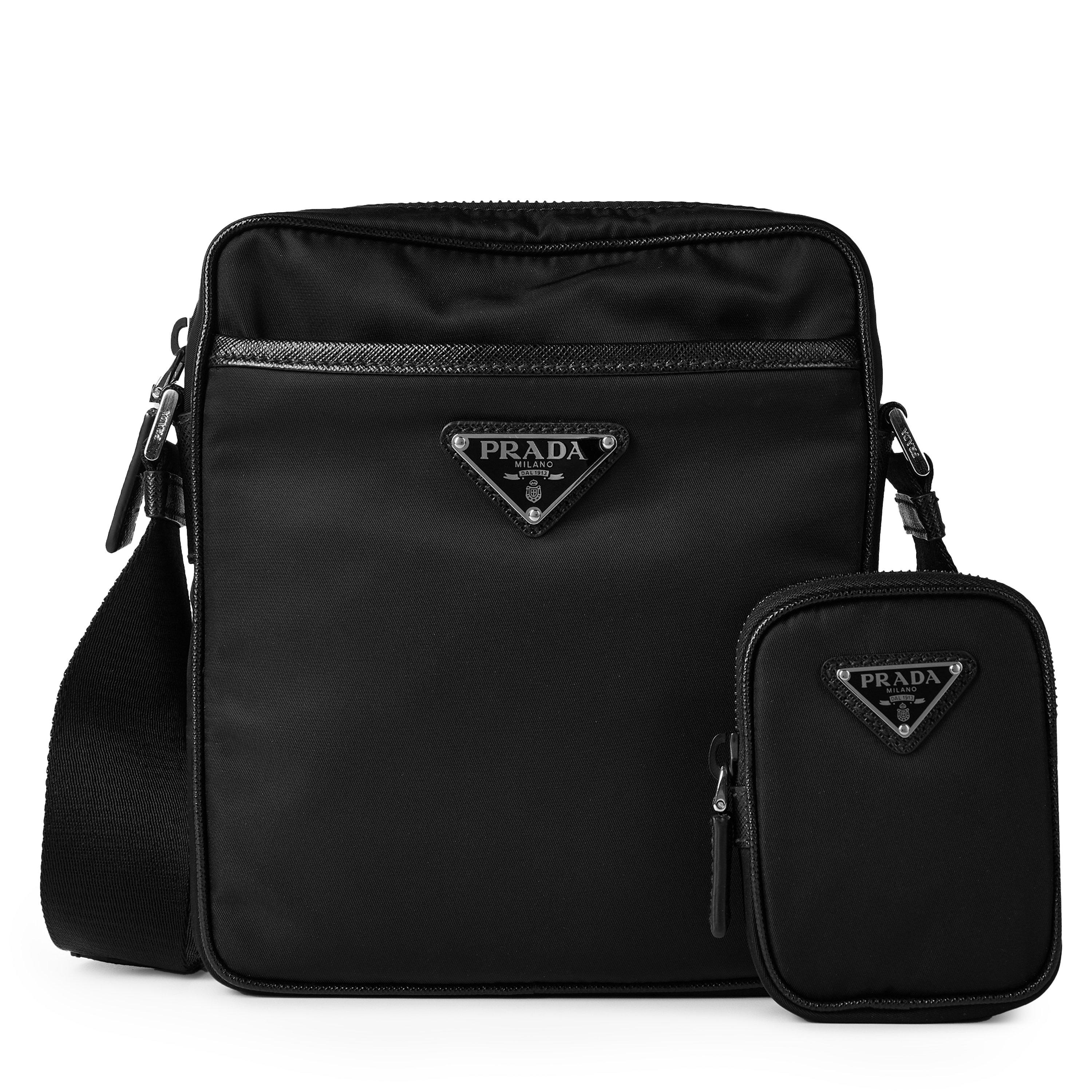Prada Men'S Logo Pouch Messenger Bag - Black