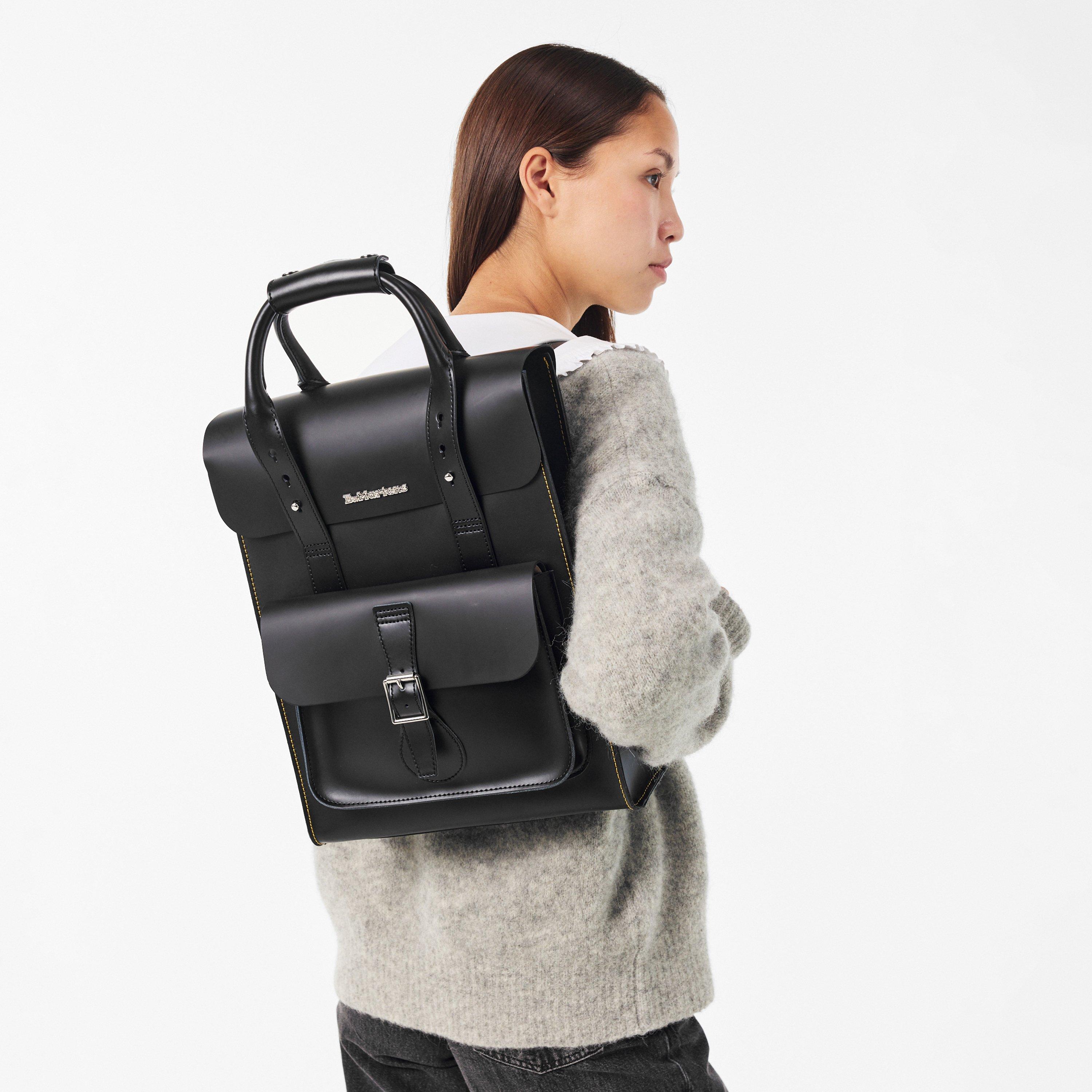 Black - Dr Martens - SMooth Leather Laptop Backpack - 3