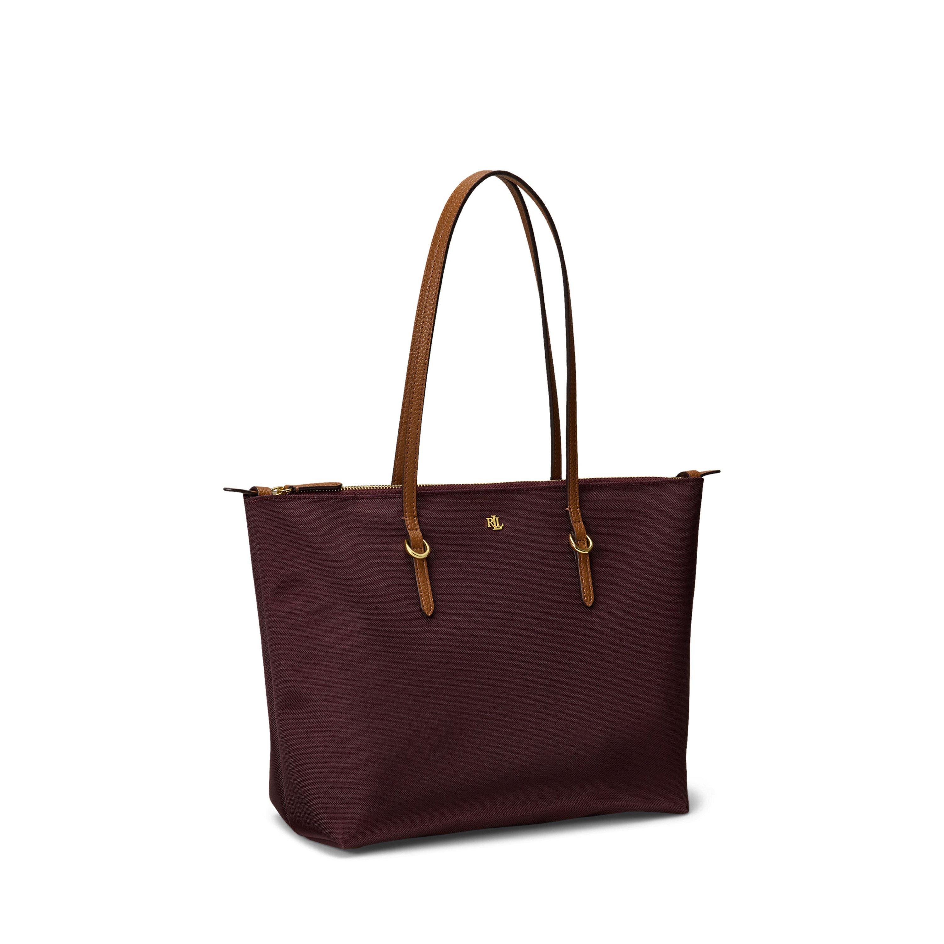 DARK GARNET/TAN - Lauren by Ralph Lauren - Medium Keaton Tote Bag - 2