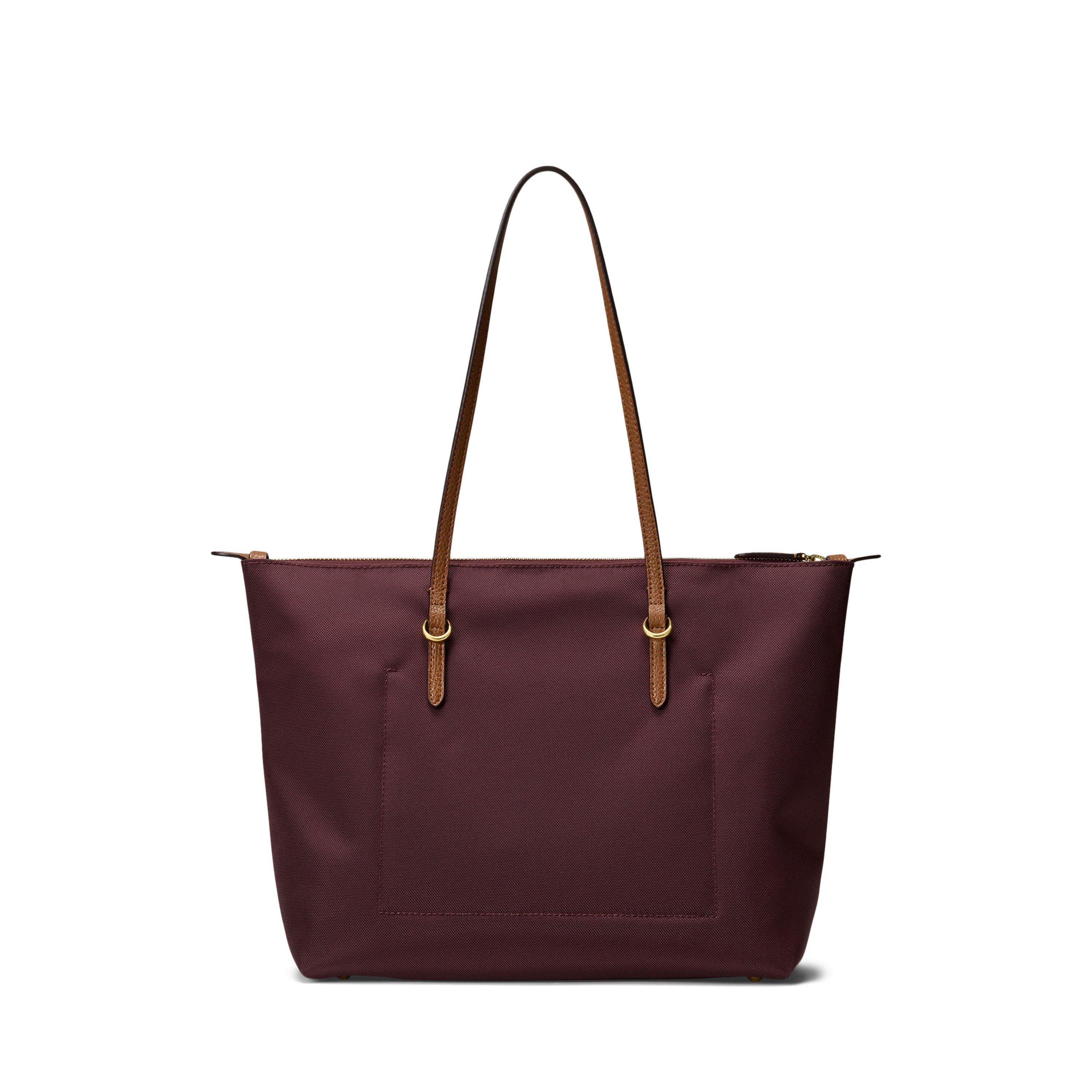 DARK GARNET/TAN - Lauren by Ralph Lauren - Medium Keaton Tote Bag - 4