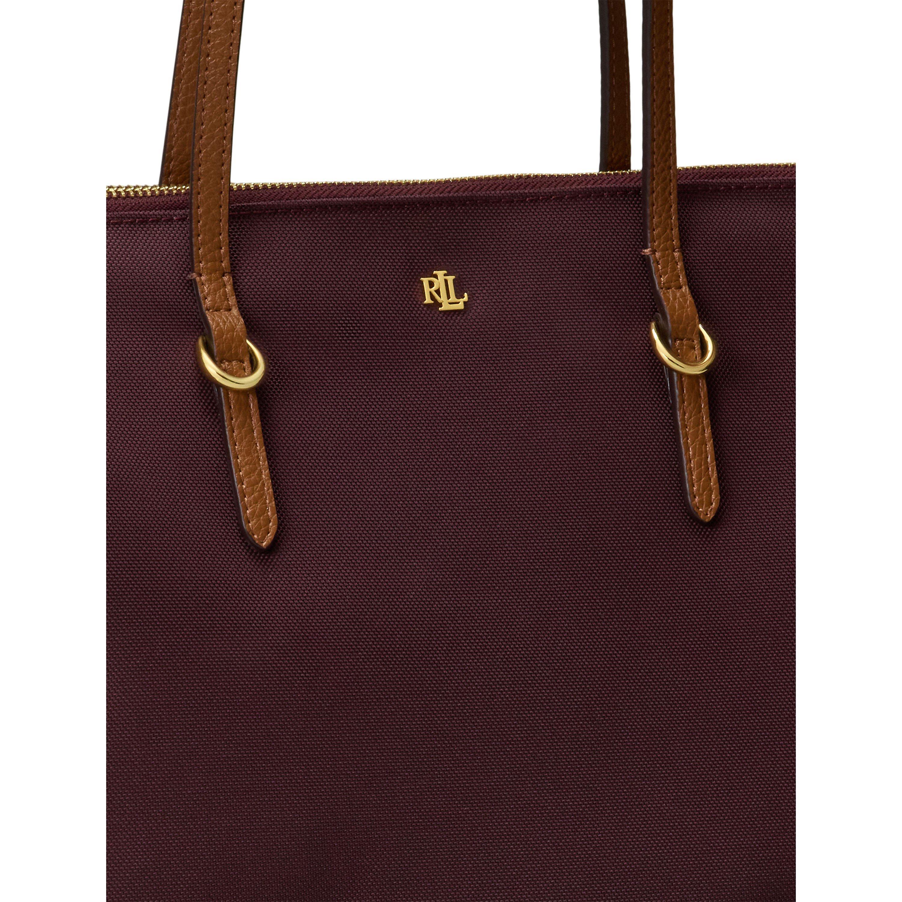 DARK GARNET/TAN - Lauren by Ralph Lauren - Medium Keaton Tote Bag - 5