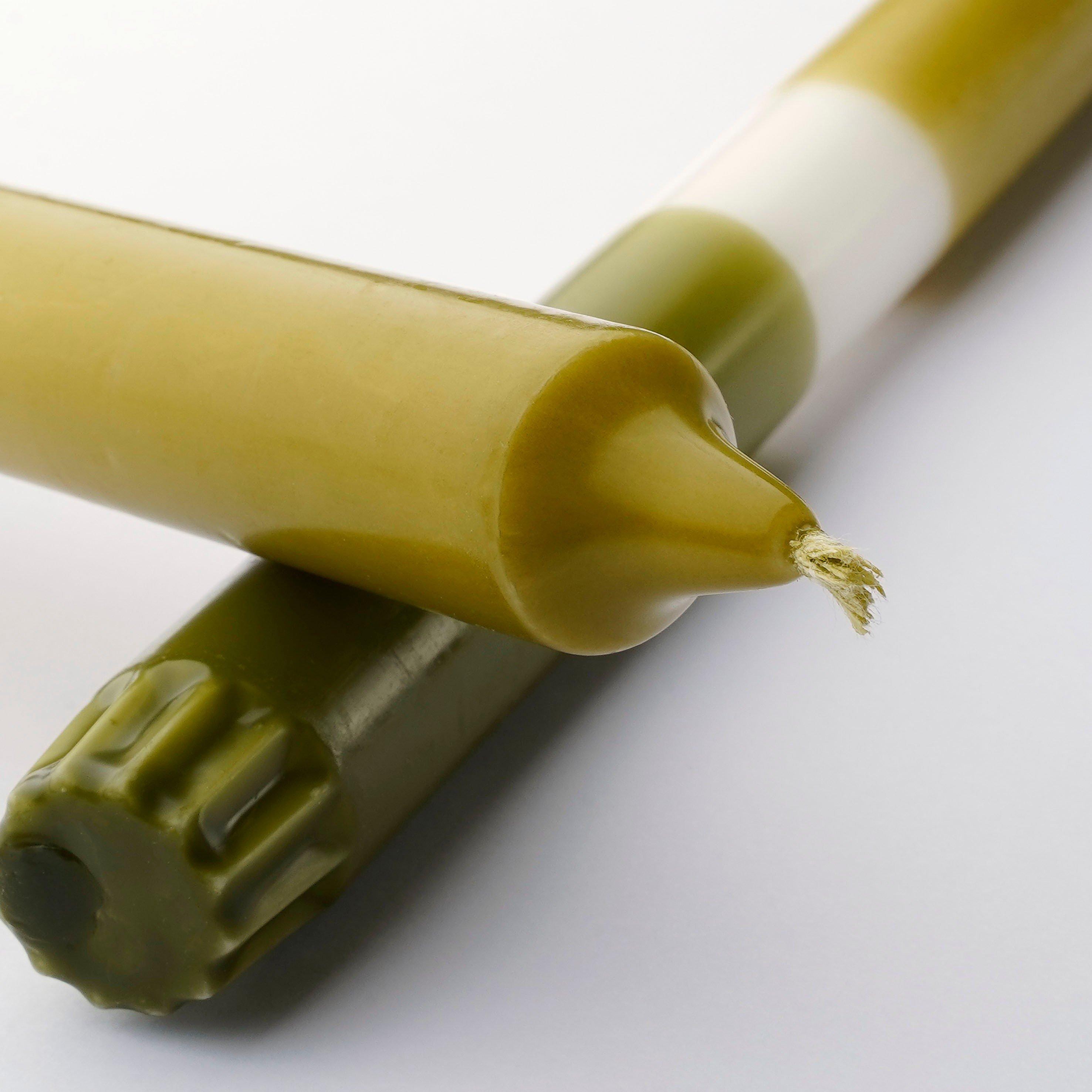 Green - Mica - Dip-dye dinner candle stearin 2 pieces - 2